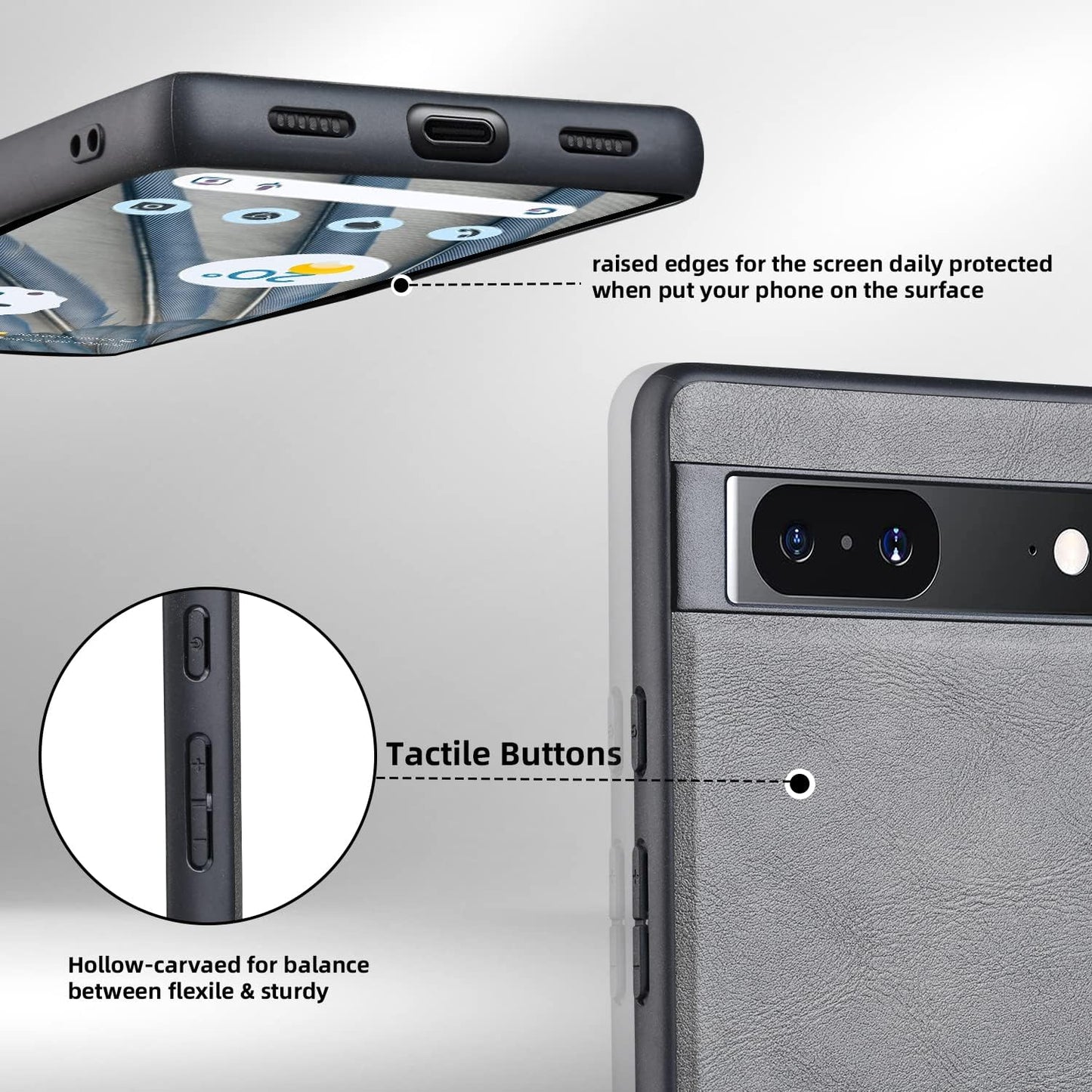 X-Level Google Pixel 7A Case, Thin Slim Premium PU Leather Elegant Soft TPU Bumper Shockproof Protective Cases Phone Cover for Google Pixel 7A 2023 (Gray)  X-level   