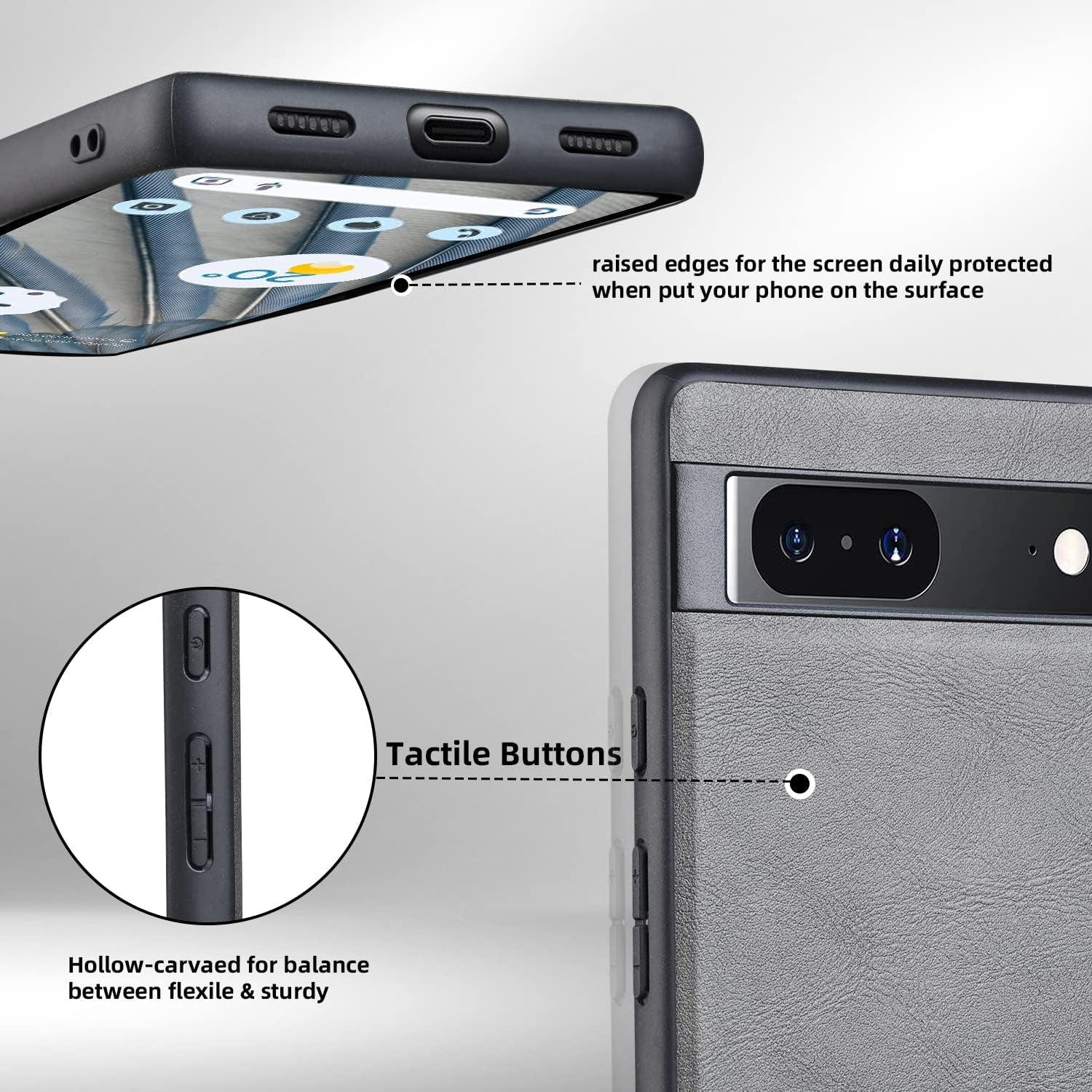 X-Level Google Pixel 7A Case, Thin Slim Premium PU Leather Elegant Soft TPU Bumper Shockproof Protective Cases Phone Cover for Google Pixel 7A 2023 (Gray)  X-level   