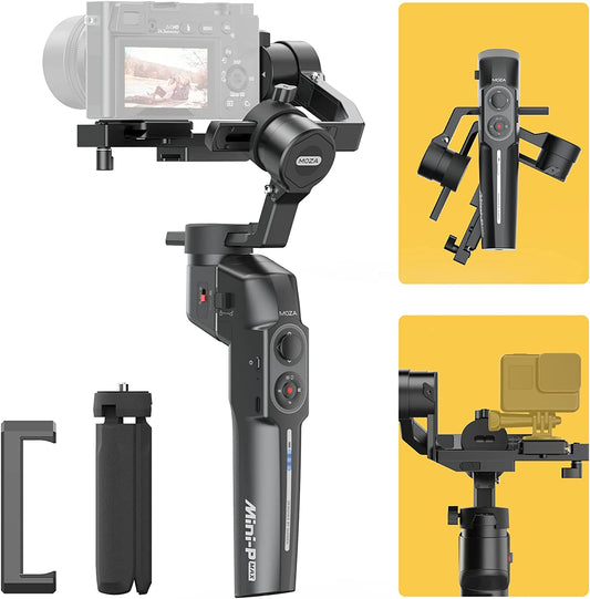 MOZA Mini P MAX Gimbal Stabilizer 3-Axis Mobile Handheld Stabilizer for Smartphone Mirrorless Camera Action Cameras up to 2.2Lb Updated Version 3-Axis Lock Design Cross-Platform Gimbal 20H Runtime  Gudsen   