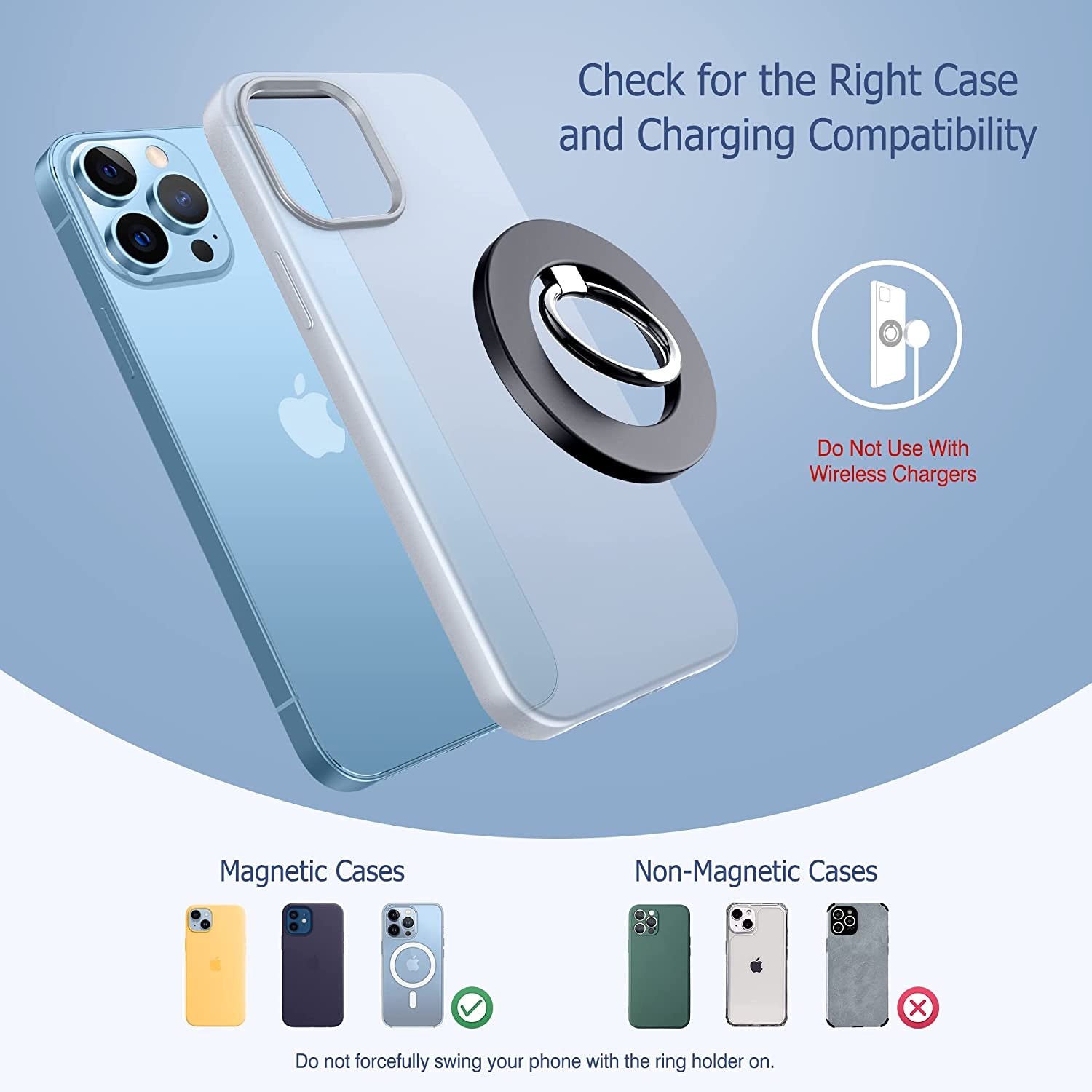 Magnetic Phone Ring Holder for Magsafe, Creadream Magnetic Finger Phone Ring Grip Stand, Adjustable Kickstand, Compatible with Iphone 14 13 12, Pro, Pro Max, Plus, Mini, Black  CMEIY   