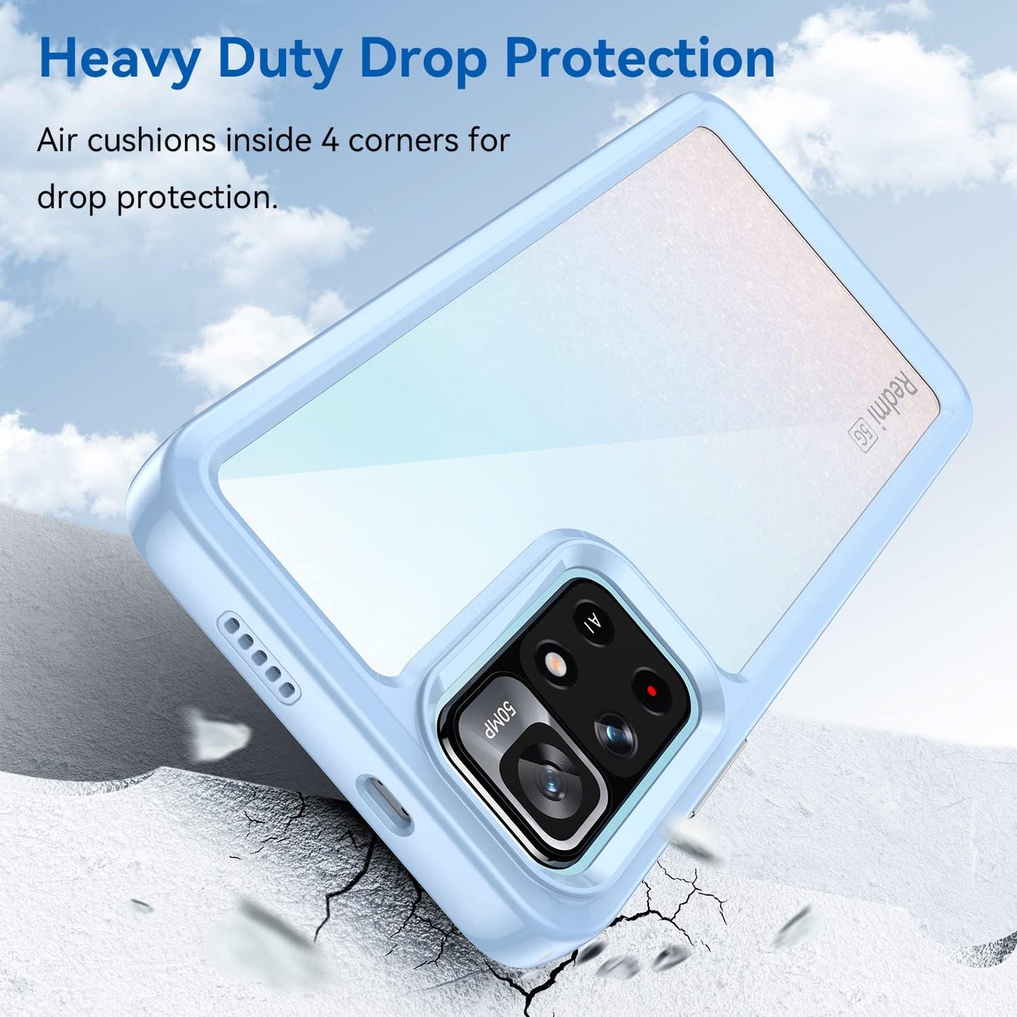 DFTCVBN Phone Case for Poco M4 Pro 5G/Redmi Note 11T 5G/Redmi Note 11S 5G Case with Screen Protector, Soft Bumper with Clear Crystal PC Hard Back Shockproof Cover Cases for Xiaomi Poco M4 Pro 5G Blue  DFTCVBN   