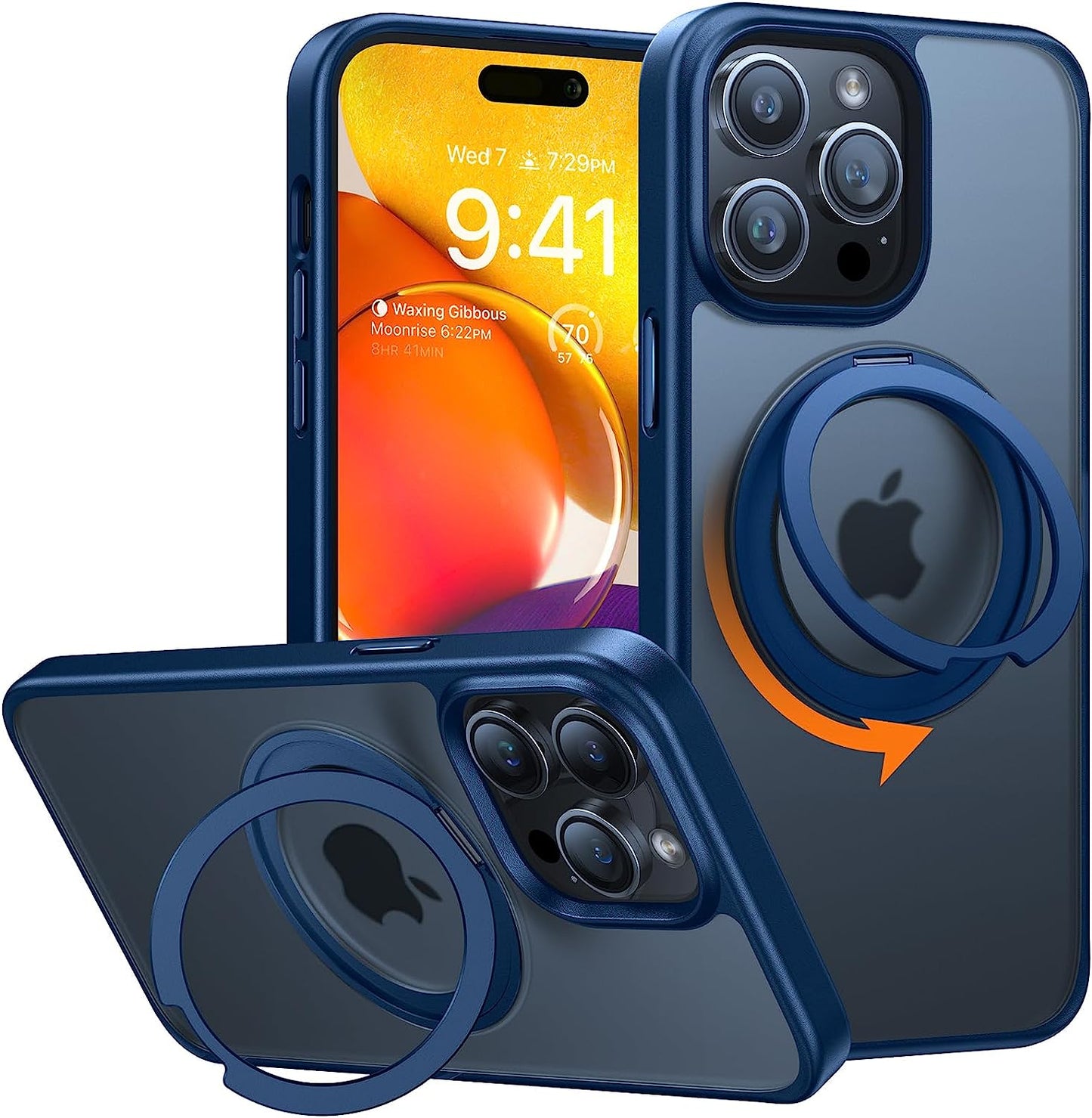 TORRAS Iphone 14 Pro Slim Matte Case - Military-Grade Drop Tested, Magsafe Compatible, Anti-Fingerprint, Frosted Clear  TORRAS 3- Navy Blue Iphone14 Pro 6.1'' 