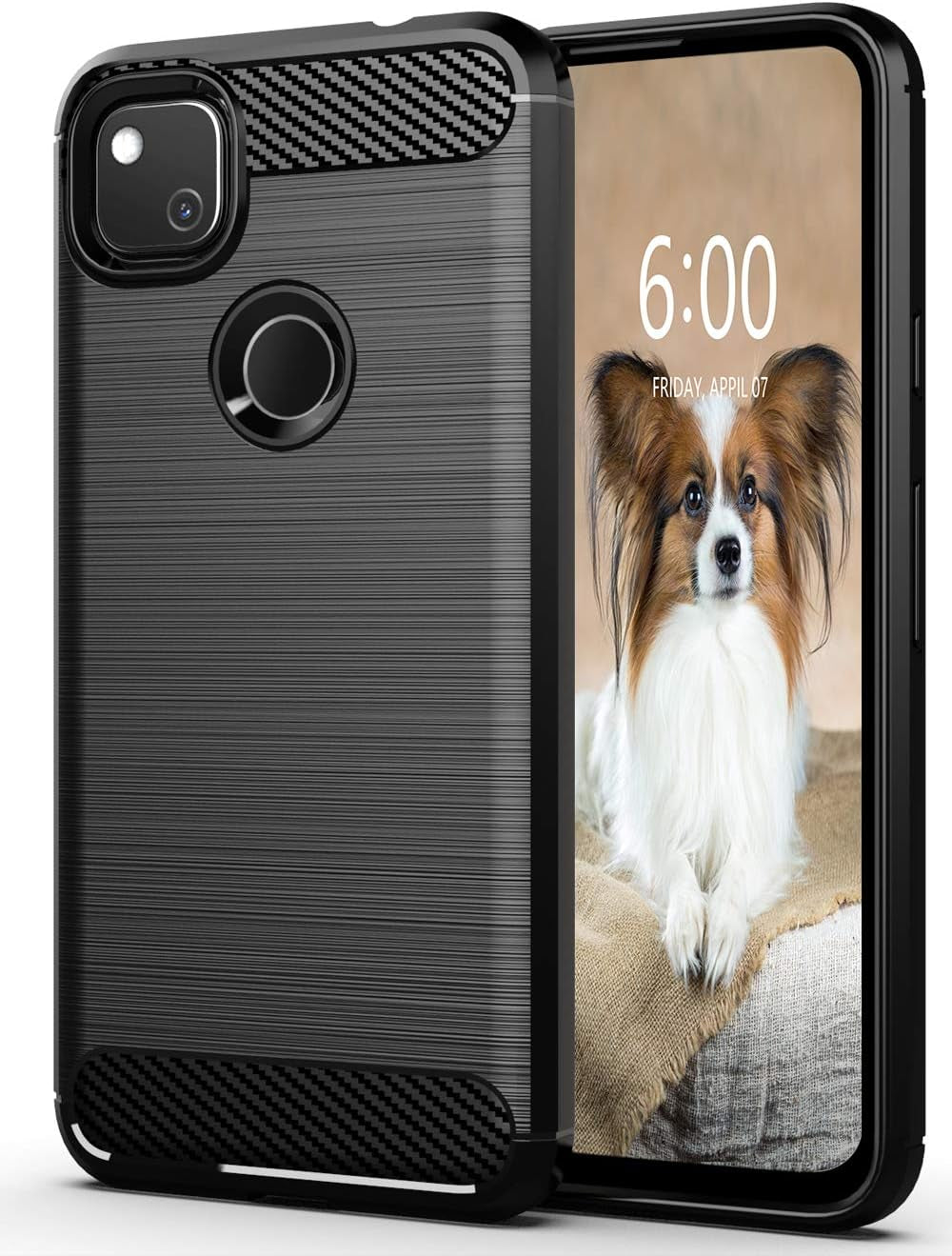 KEEPCA for Google Pixel 4A Case,[Not for Pixel 4A 5G] Slim Thin Soft Skin Silicone Flexible TPU Rubber Gel Anti-Scratch Shockproof Protective Cases Cover for Pixel 4A,Brushed Black  KEEPCA   