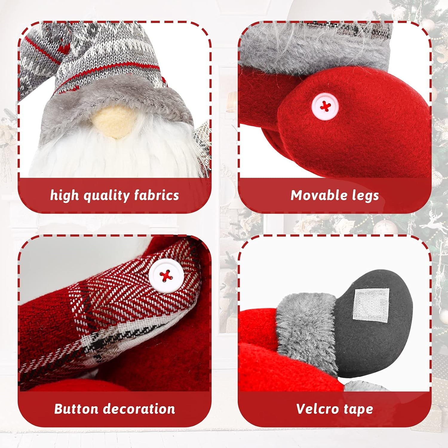 Gnome Tree Topper, Gnome Christmas Tree Topper, Gnome Christmas Decorations, Christmas Gnome Tree Topper Can Be Used as a Christmas Tree Gnome Decorations.(Grey)  SENKENA   