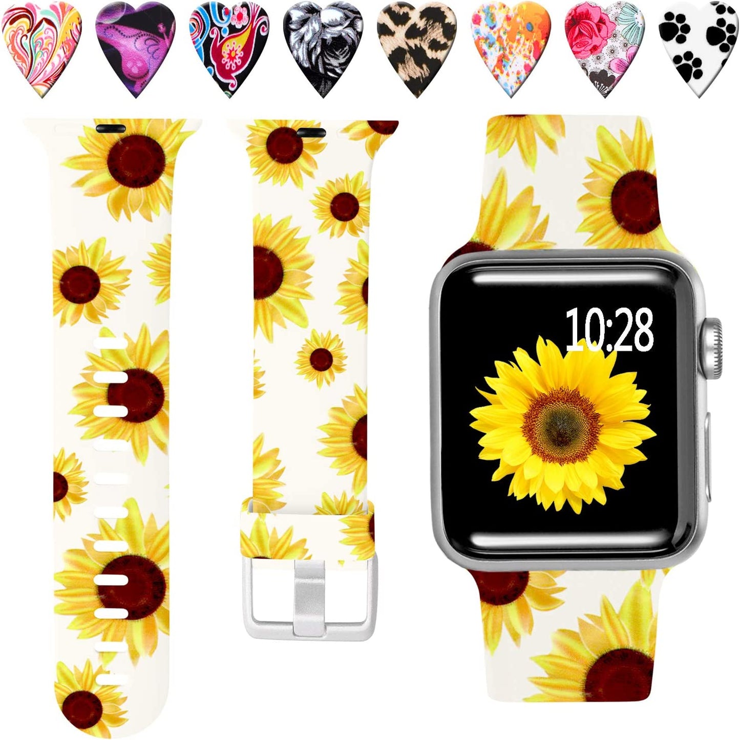 Laffav Compatible with Apple Watch Band 41Mm 40Mm 38Mm Iwatch SE & Ultra & Series 8/7/6/5/4/3/2/1 for Women Men, Sexy Leopard, S/M  Laffav Sunflower 38/40/41MM M/L 