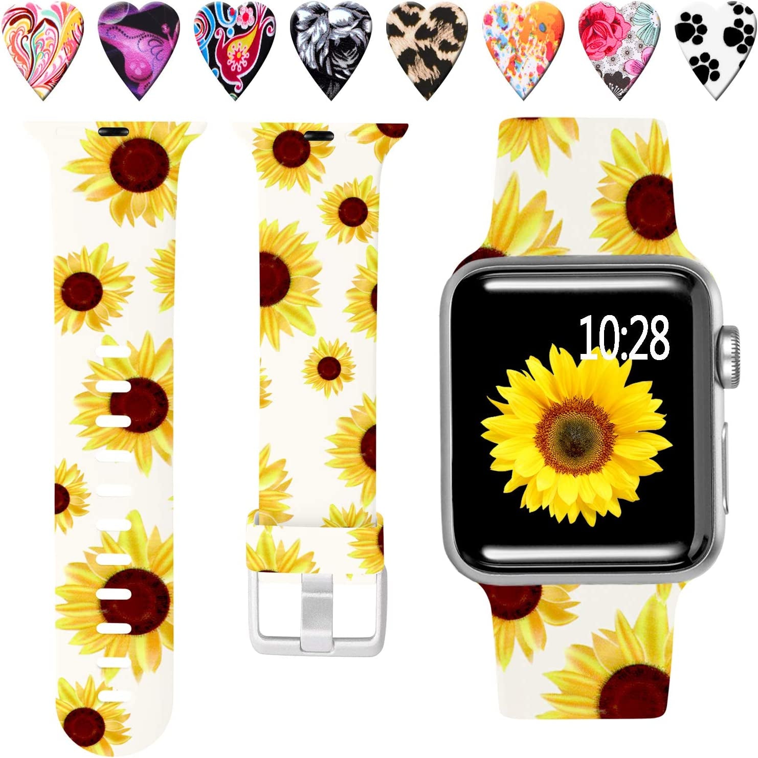 Laffav Compatible with Apple Watch Band 41Mm 40Mm 38Mm Iwatch SE & Ultra & Series 8/7/6/5/4/3/2/1 for Women Men, Sexy Leopard, S/M  Laffav Sunflower 38/40/41MM M/L 