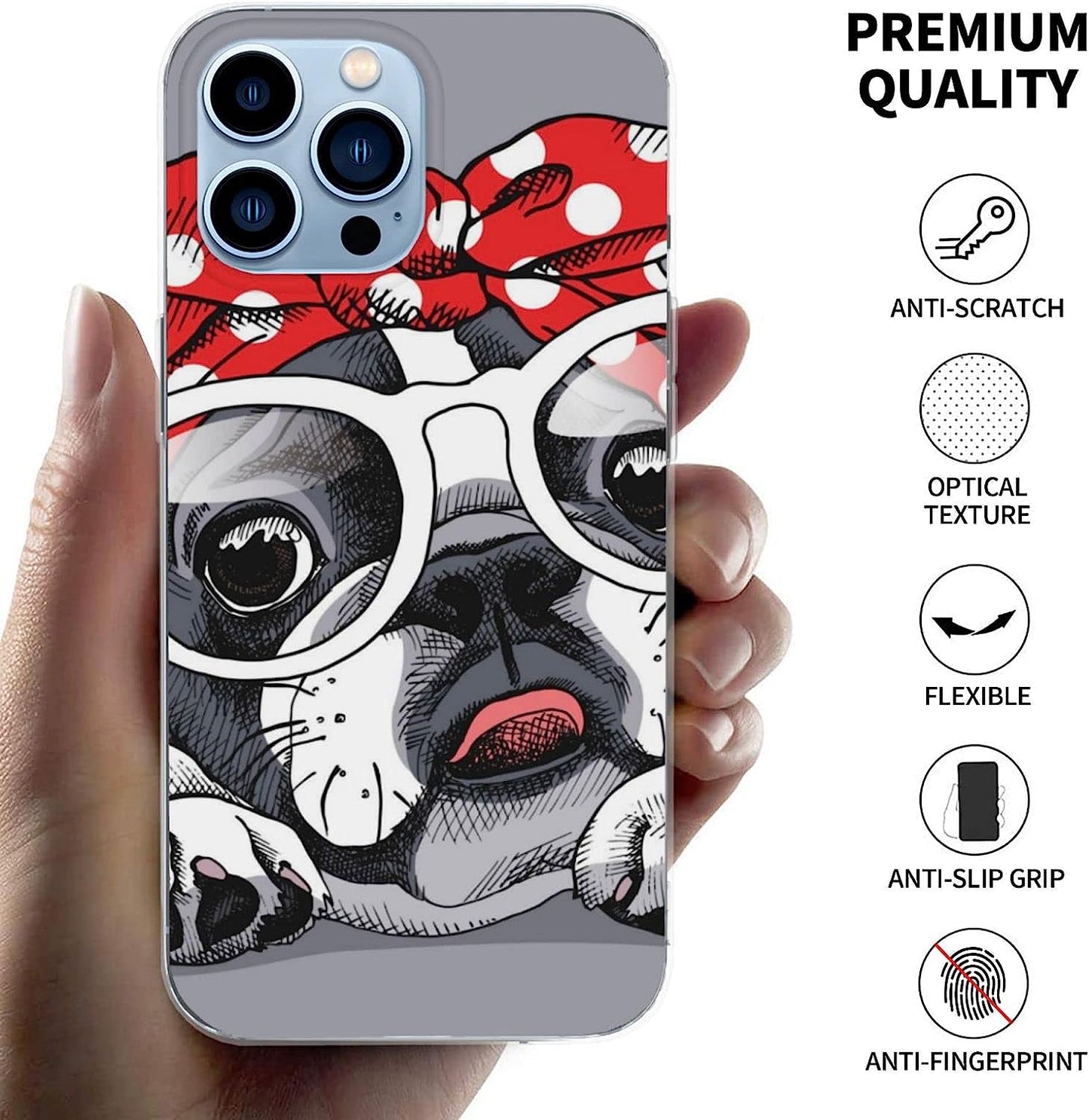 THARKA French Bulldog Headband Glasses Anti-Slip Iphone 13 Pro Max Case Iphone 13 Pro Case  THARKA   