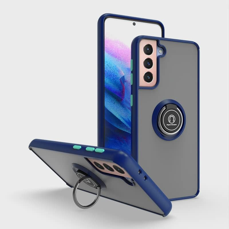 Ymxdmd Is Specially Designed for Samsung Galaxy S21 Plus/S21+ Anti-Fingerprint, Built-In 360° Rotating Ring Bracket Solid and Durable Magnetic Car Phone Case, Suitable for 6.7Inches Male-Blue  ymxdmd   