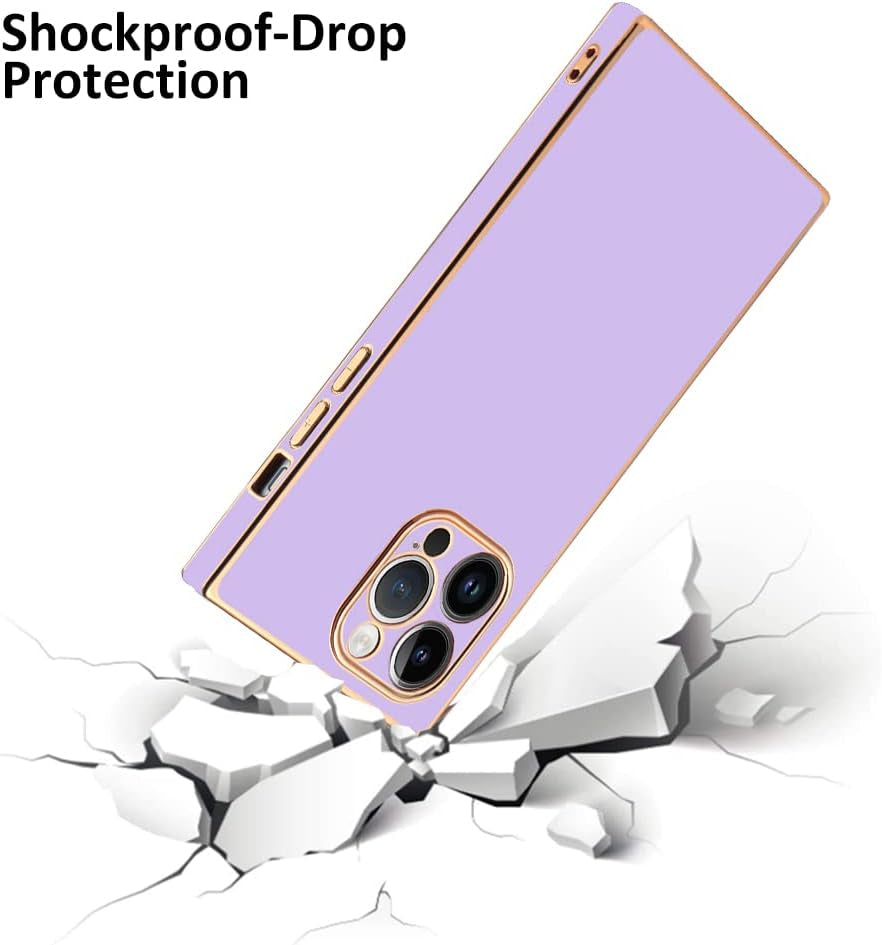 LSL Case for Iphone 14 Pro Soft TPU Bumper Anti-Drop Anti-Scratch Shock Absorption Full Body Heavy Duty Protective Wireless Slim Purple Plating Square Cover Compatible with Iphone 14 Pro  LSL   
