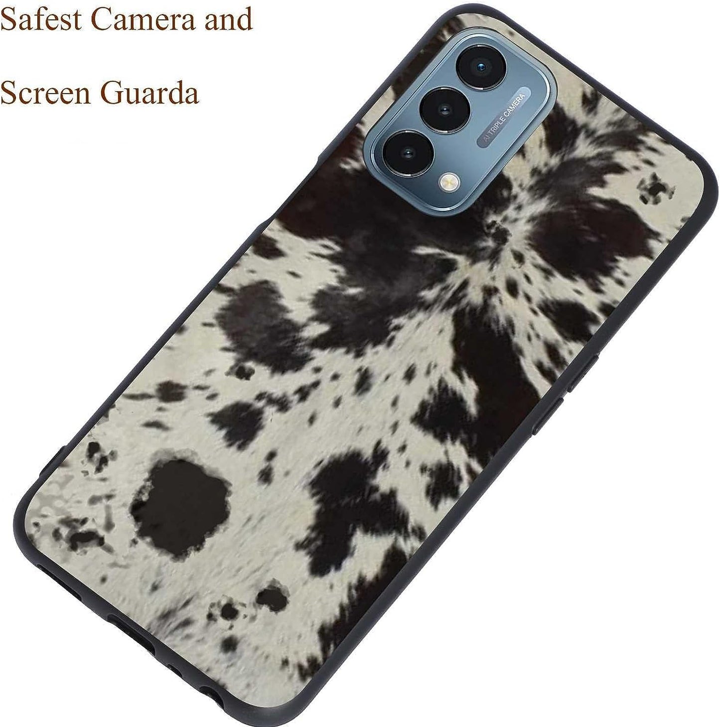 KSHSAA Designed for Oneplus Nord N200 5G Cowhide Case, Cowhide Brown Western Animal Print for Oneplus Case Women Men, Soft Silicone Shockproof Fashion Case for Oneplus  KSHSAA   
