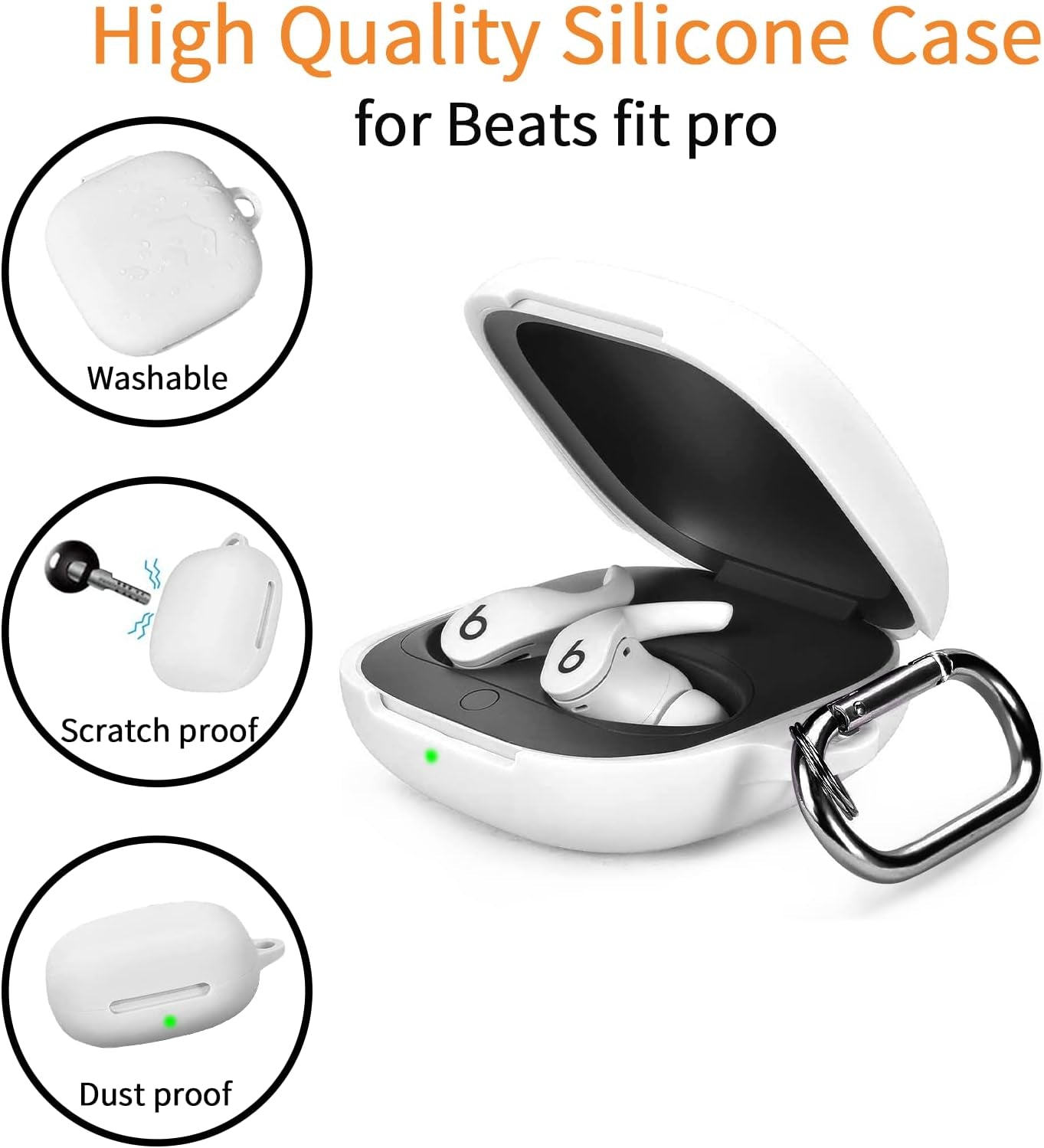 U.Ehome [4 in 1] for Beats Fit Pro Case Cover with Cleaner Kit&Replacement Eartips(S/M/L),Cover Compatible with Beats Fit Pro 2021 Earbuds Armor，Soft Silicone Beats Fit Pro Case with Keychain  U. EHome   