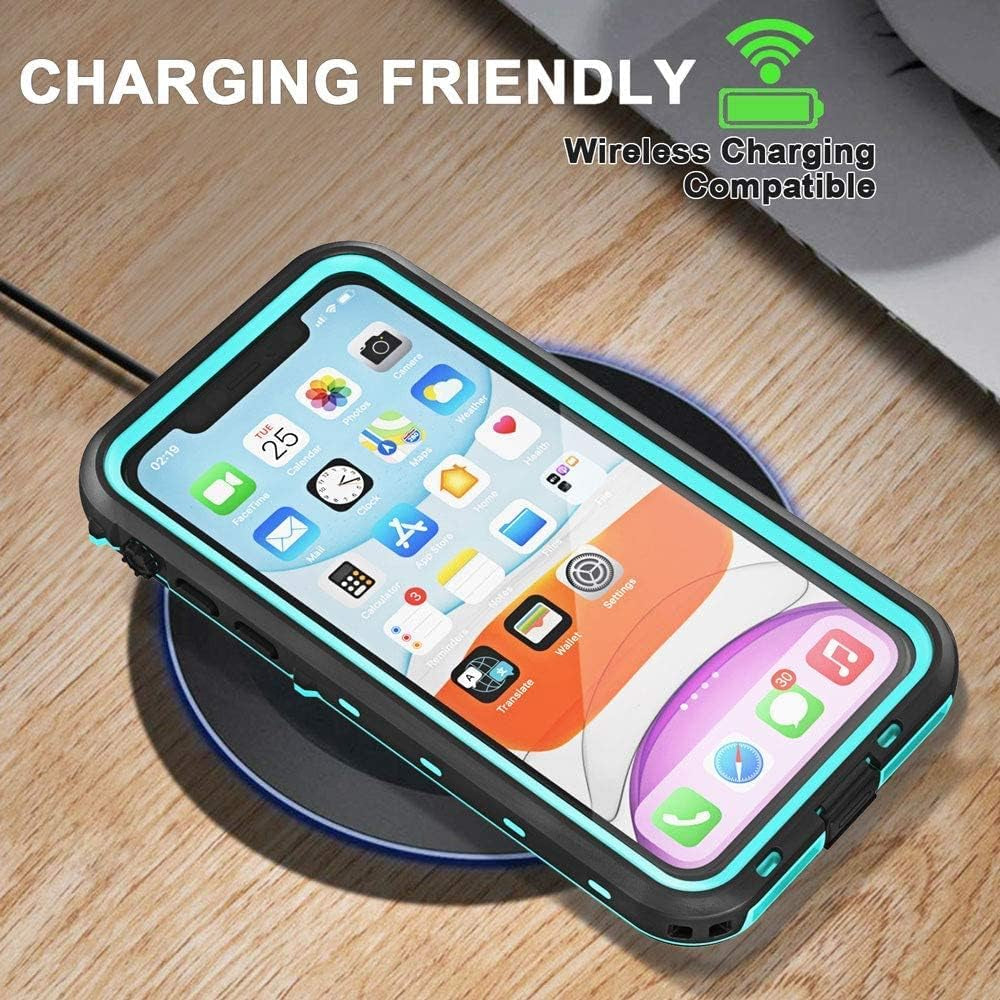 ZWWADR for Iphone 11 Waterproof Case with Screen Protector Full Body Protector Shockproof Dustproof Dirtproof Heavy Duty IP68 Waterproof Case for Iphone 11(6.1Inch) (Teal)  ZWWADR   