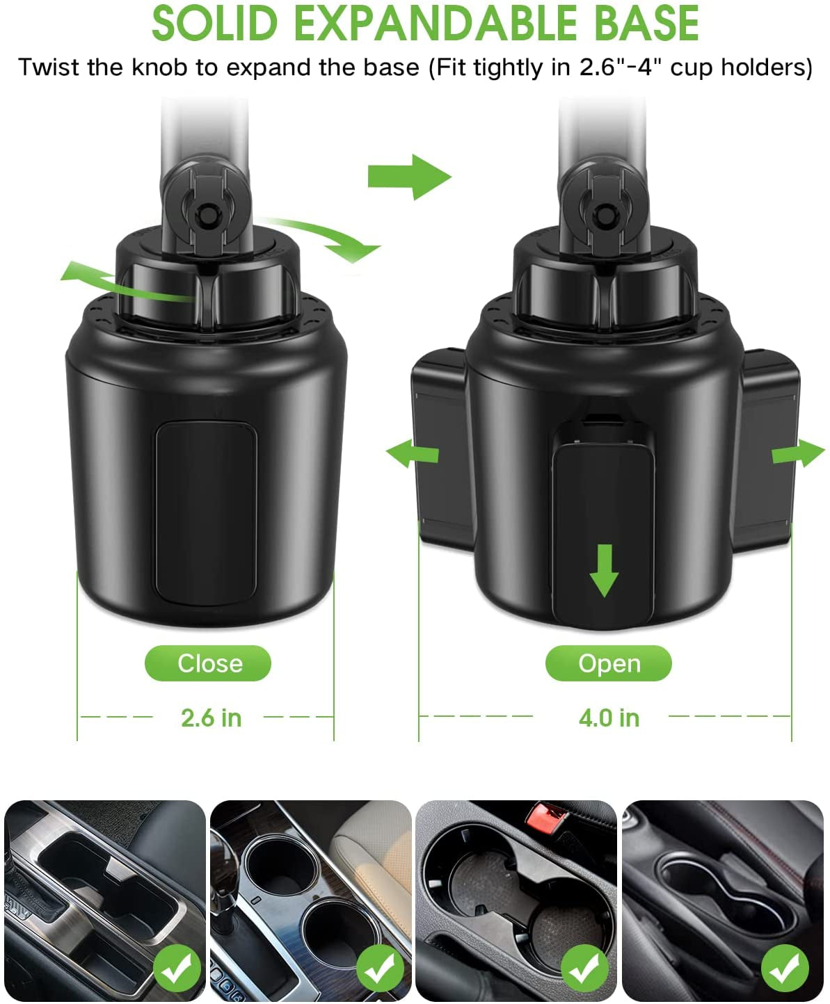 [Upgraded] Cup Phone Holder for Car, EOCAHO Universal [No Shaking] Cup Holder Phone Mount with Expandable Base for Car Truck, Adjustable Cell Phone Holder Car,Compatible with Iphone Samsung All Phones  EOCAHO   