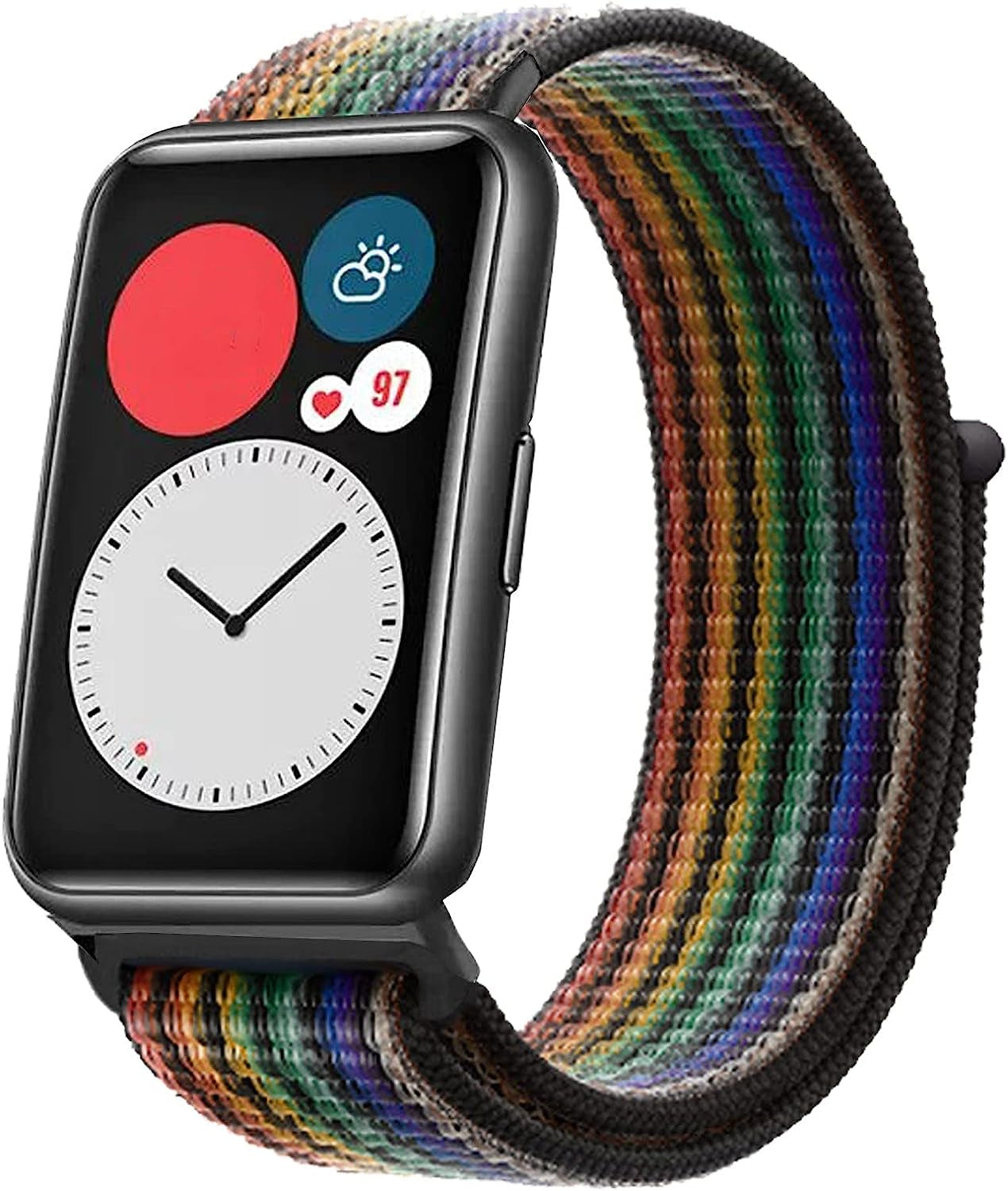 Sport Loop Band Compatible with Apple Watch Band 49Mm 45Mm 44Mm 42Mm 41Mm 40Mm 38Mm Men Women, Braided Stretchy Nylon Loop Bands for Apple Watch Ultra Iwatch Series 8 7 SE 6 5 4 3 2 1  KIUFWARS Rainbow&Black 42mm/44mm/45mm/49mm 