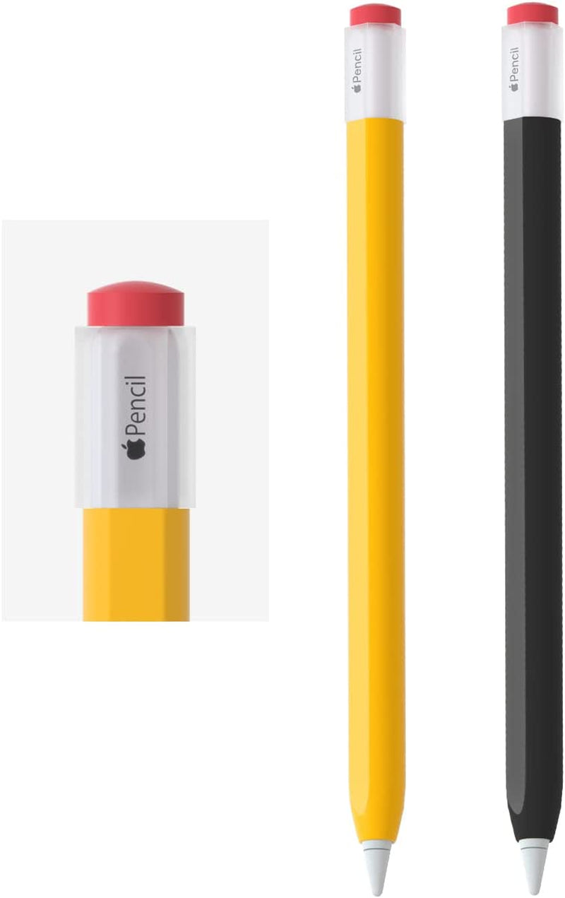2 Pack Silicone Pencil Case Compatible with Apple Pencil 2Nd Generation Only,Case Cover Sleeve Accessories Protective Skin Holder(Must Read Installation Instructions) [Yellow,Black]  AFOOYO   