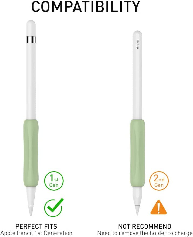 Delidigi Apple Pencil Grip 3 Pack Ergonomic Stylus Grip Silicone Sleeve Accessories Compatible with Apple Pencil 1St and 2Nd Generation (White, Pink, Avocado Green)  Delidigi   