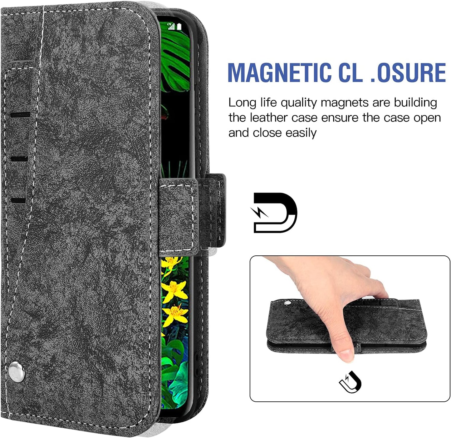 Asuwish Compatible with LG G8 Thinq Wallet Case Tempered Glass Screen Protector Card Holder Stand Kickstand Cell Accessories Leather Phone Cases for LGG8 Thin Q G 8 LG8 G8Thinq Lgg8Thinq 8G Black  Asuwish   