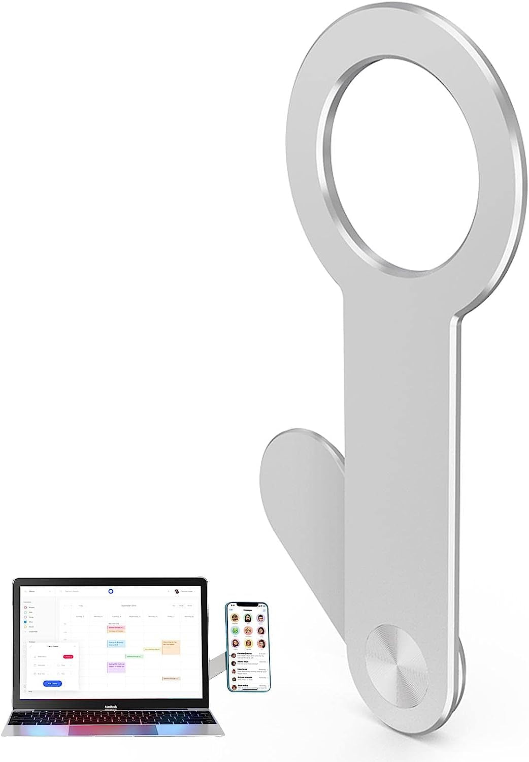 MIMINU Phone Holder for Laptop - Adjustable Magnetic Phone Mount Laptop,Lap Screen Side Phone Holder Extender Attach to Computer Monitor for Universal Smartphone  MIMINU 5 Pcs Section A-Silver  