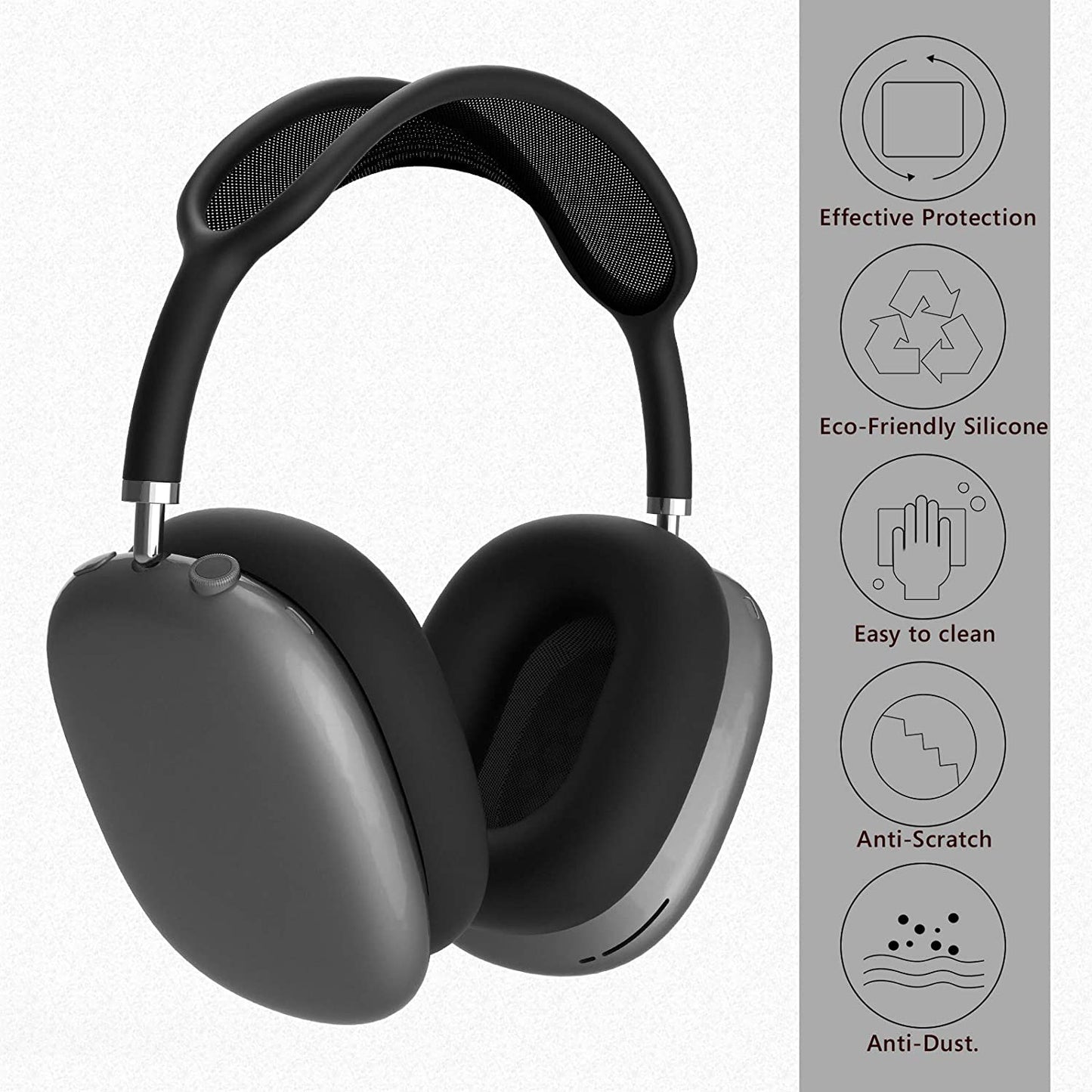 Geekria Silicone Earpad Covers Compatible with Airpod Max, Earpad Protector/Earphone Covers/Earpad Cushion/Ear Pad Covers/Headphone Covers, Easy Installation No Tool Needed (Black)  Geekria   