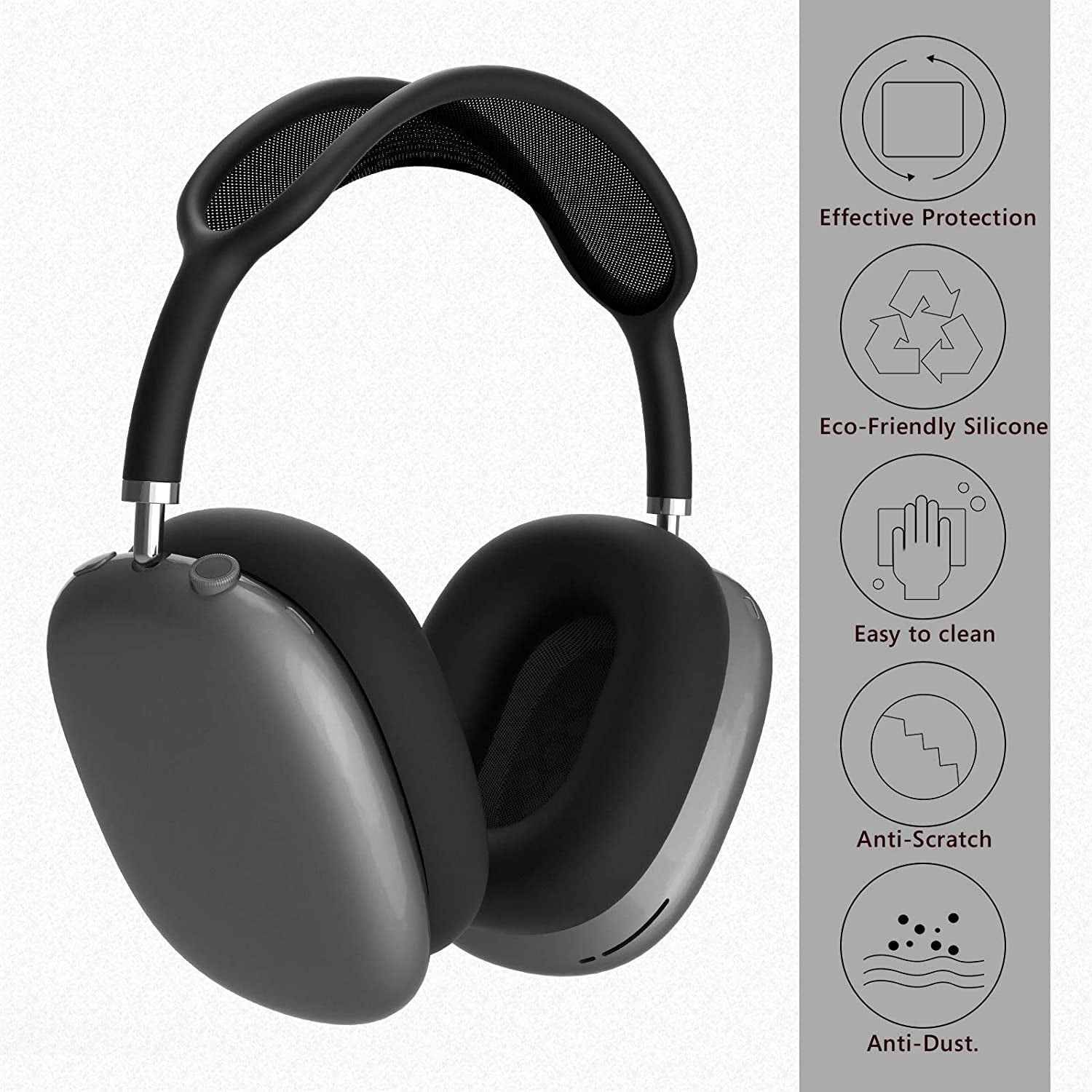 Geekria Silicone Earpad Covers Compatible with Airpod Max, Earpad Protector/Earphone Covers/Earpad Cushion/Ear Pad Covers/Headphone Covers, Easy Installation No Tool Needed (Black)  Geekria   