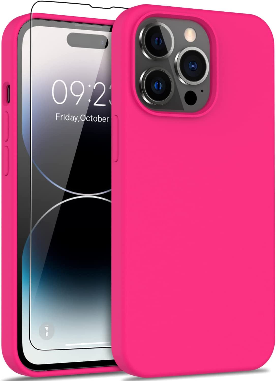 DEENAKIN Iphone 14 Pro Case with Screen Protector,Soft Flexible Silicone Gel Rubber Bumper Cover,Slim Fit Shockproof Protective Phone Case for Iphone 14 Pro 6.1" Black  DEENAKIN   