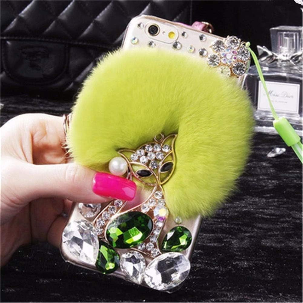 Case for LG G8 Thinq, 3D Handmade Luxury Civet Cats Fluffy Rabbit Fur Sparkle Stunning Stones Crystal Rhinestone Bling Diamond Glitter Case for LG G8 Thinq (Z01)  RB-CASE Z07 Lg G8 Thinq 