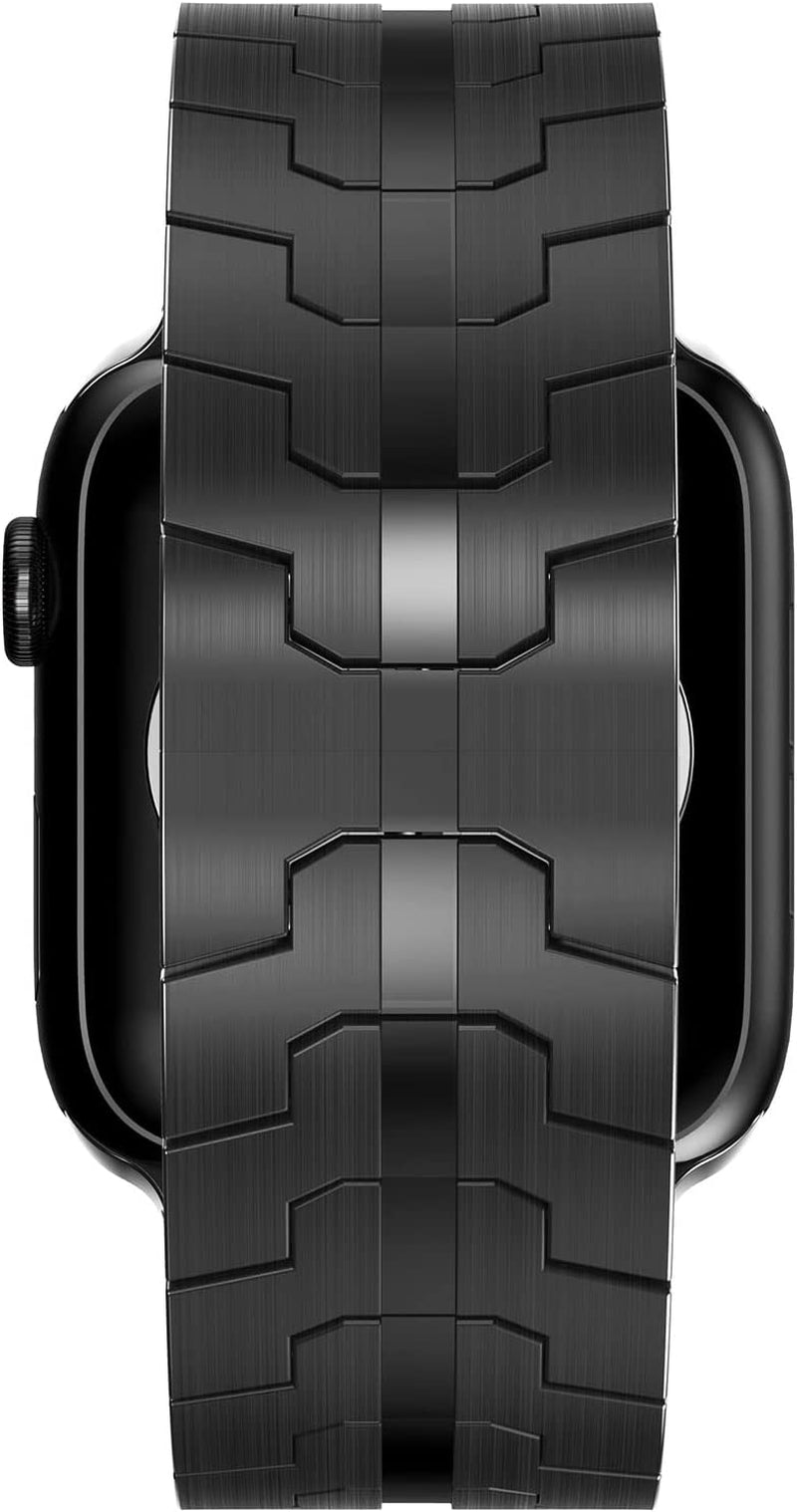 CHANCHY Stainless Steel Band for Apple Watch Ultra Band 49Mm 45Mm 44Mm 42Mm 38Mm 40Mm 41Mm, Metal Strap with Folding Clasp for Apple Watch Series 8 7 6 5 4 3 2 1 SE Men (Black, 49Mm 45Mm 44Mm 42Mm)  CHANCHY   