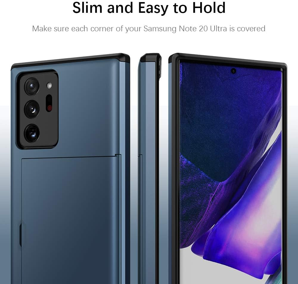 Note 20 Ultra Case, Jiunai Galaxy Note 20 Ultra Case Wallet Card Holder Back Cover Pocket Hybrid Dual Layer Protective Drop Protection anti Scratch Cell Phone Case for Samsung Galaxy Note20 Ultra Navy  Jiunai   