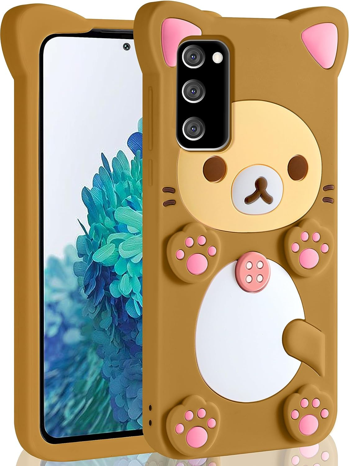 Stsnano Kawaii for Note 20 Ultra Case 3D Cute Cartoon Bear Phone Cases Fashion Cool Fun Funny Bear Soft TPU Covers for Samsung Galaxy Note 20 Ultra 5G 6.9" Silicone Cover for Women Girls Kids PK  STSNano Brown For Samsung Galaxy S20 Fe 