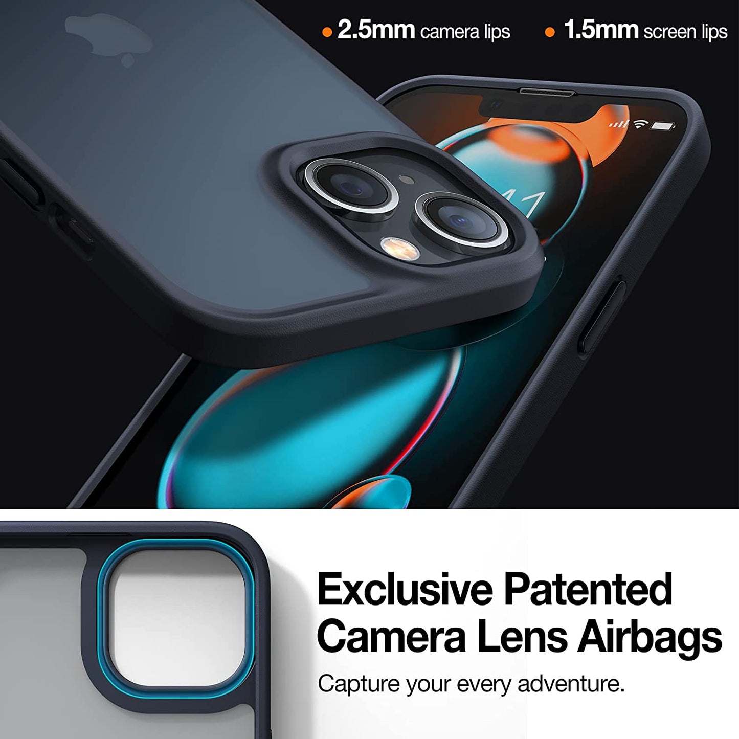 TORRAS Designed for Shockproof Iphone 13 Case/Iphone 14 Case, Military Grade Drop Tested, Shockproof Protective Hard Back Slim Case for Iphone 13 & Iphone 14 Case, Black-Guardian Series  TORRAS   