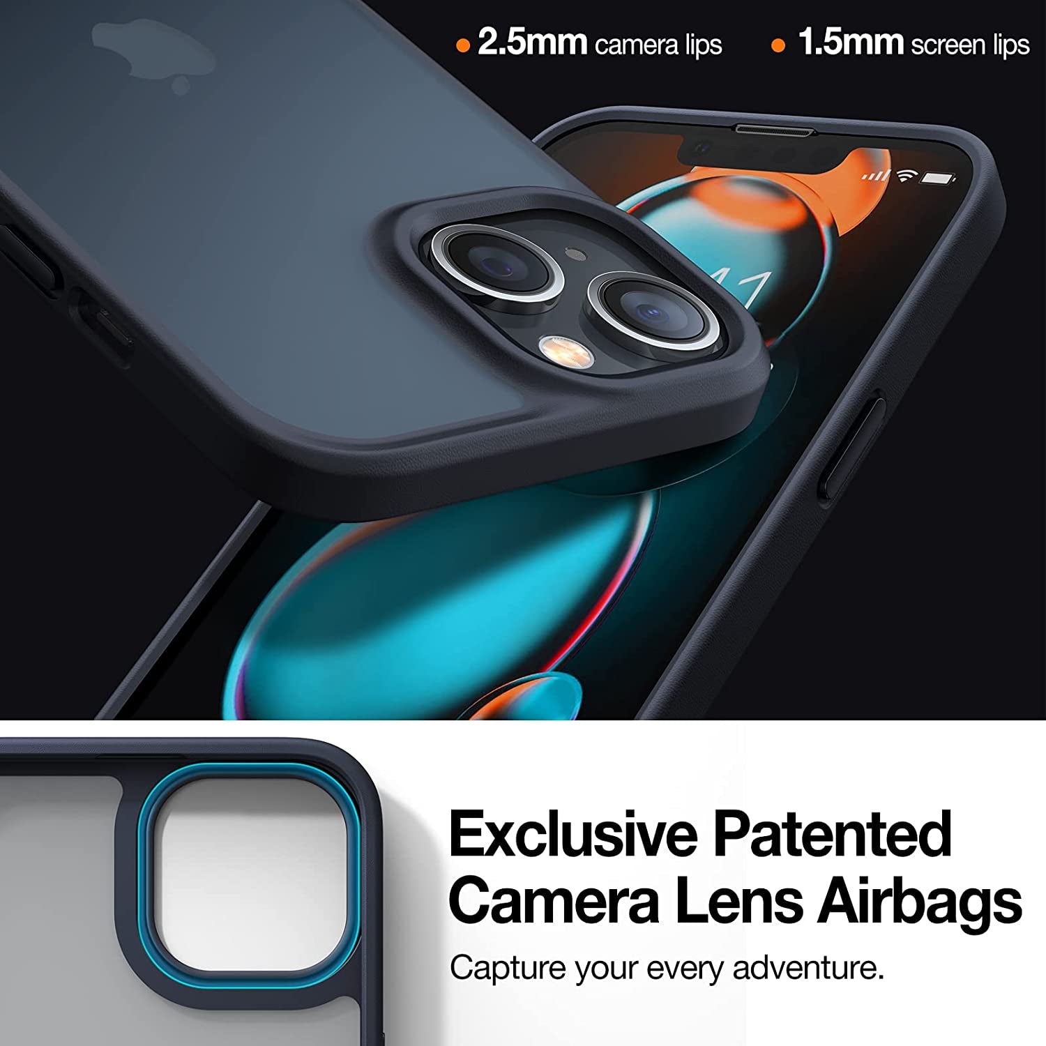 TORRAS Designed for Shockproof Iphone 13 Case/Iphone 14 Case, Military Grade Drop Tested, Shockproof Protective Hard Back Slim Case for Iphone 13 & Iphone 14 Case, Black-Guardian Series  TORRAS   