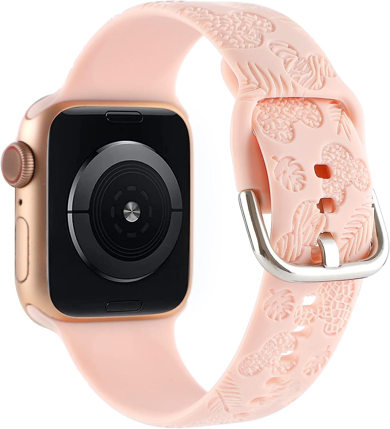 Cartoon Leopard Zebra Engraved Silicone Watchband Cute Soft Strap Sport Bracelet Band Compatible with Apple Watch Series 8 7 6 5 4 3 2 1/SE Ultra  Gadgetisan Vintage Rose 42/44/45/49 mm 