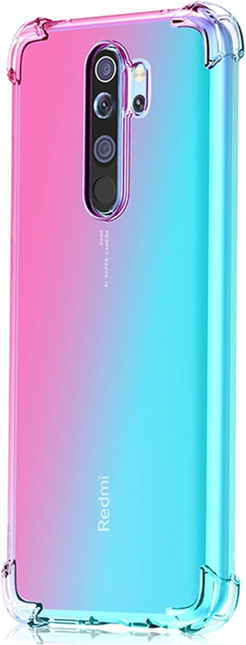 HUANGTAOLI Case Compatible with Xiaomi Redmi Note 8 Pro, Slim Soft TPU Shockproof Transparent Crystal Clear Phone Case Cover with Corner Bumper  HUANGTAOLI Pink/Green  