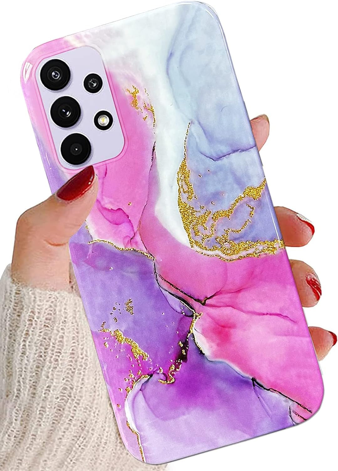 J.West Galaxy A53 5G Case 6.5-Inch, Grey Marble Print Pattern Design Cute Graphics Stone Slim Protective Sturdy Women Girls Soft Silicone Phone Cases Cover for Samsung Galaxy A53 5G 2022  J.west Pink  