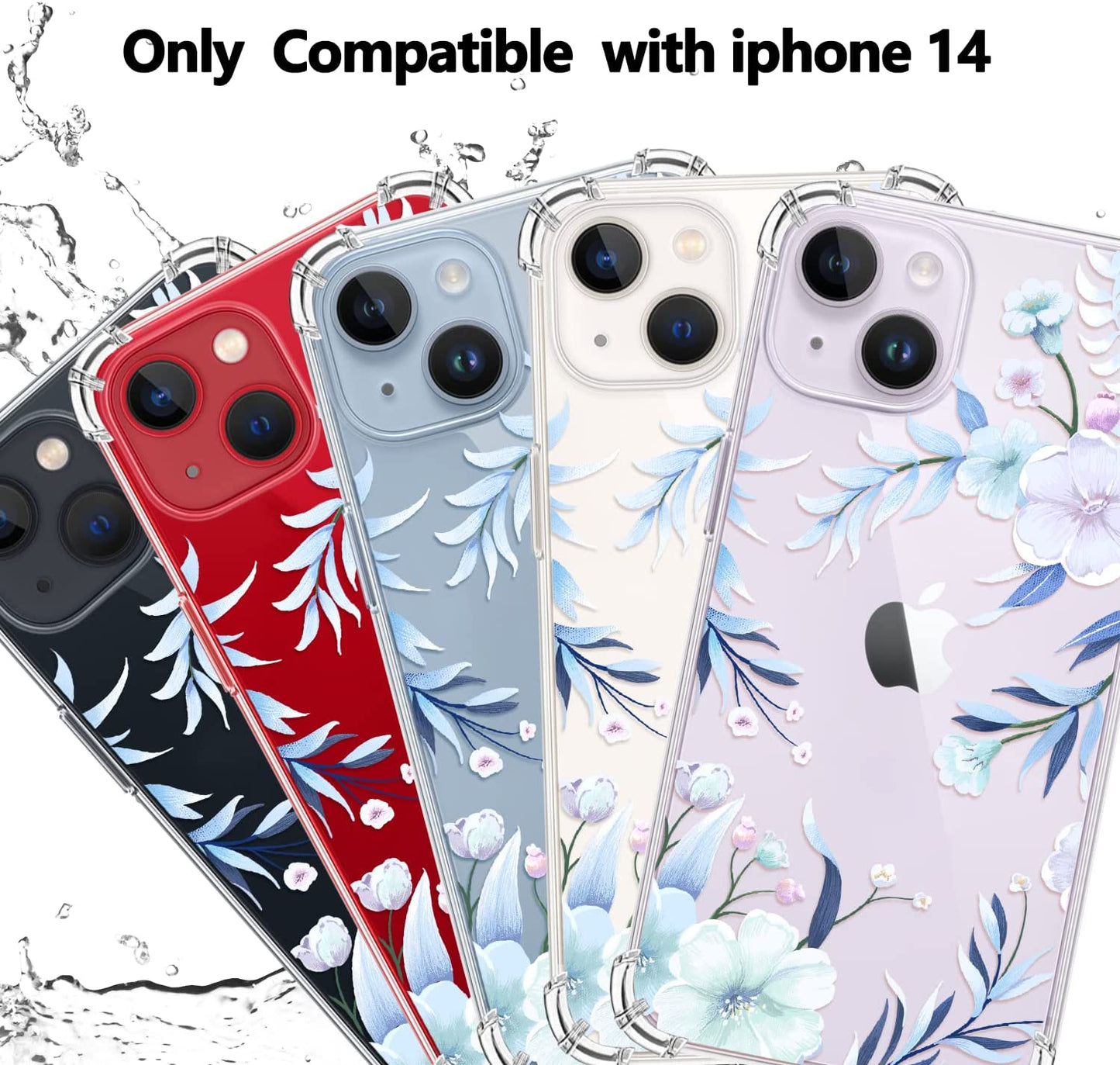 YOYORI Compatible with Iphone 14 Case with Screen Protector, Flower Pattern Design, Floral Clear Women Phone Case Shockproof Protective Soft TPU Bumper Cover 6.1 Inch 2022(Hibiscus)  YOYORI   