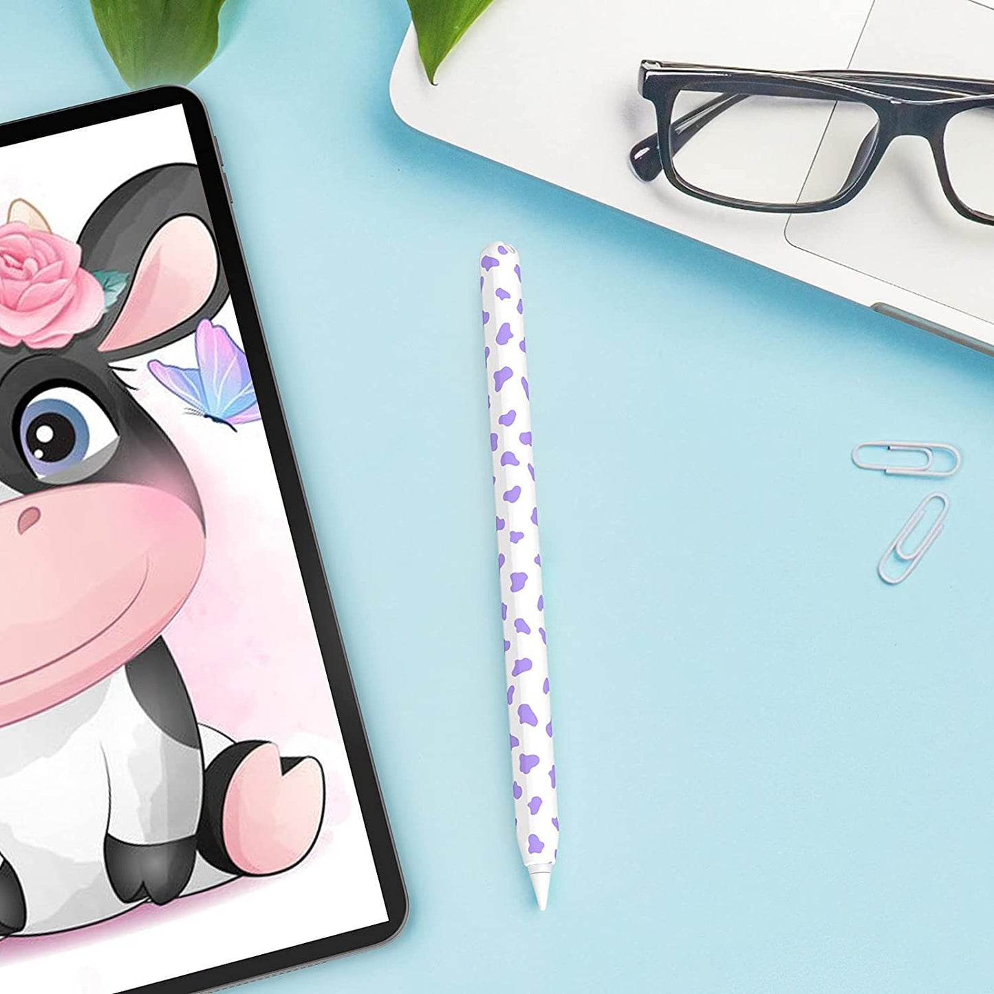 NIUTRENDZ Cow Print Case for Apple Pencil 2Nd Generation Case Cover Silicone Protective Sleeve Skin Accessories with 10Pcs Apple Pencil Tips Cover (Purple)  NIUTRENDZ   