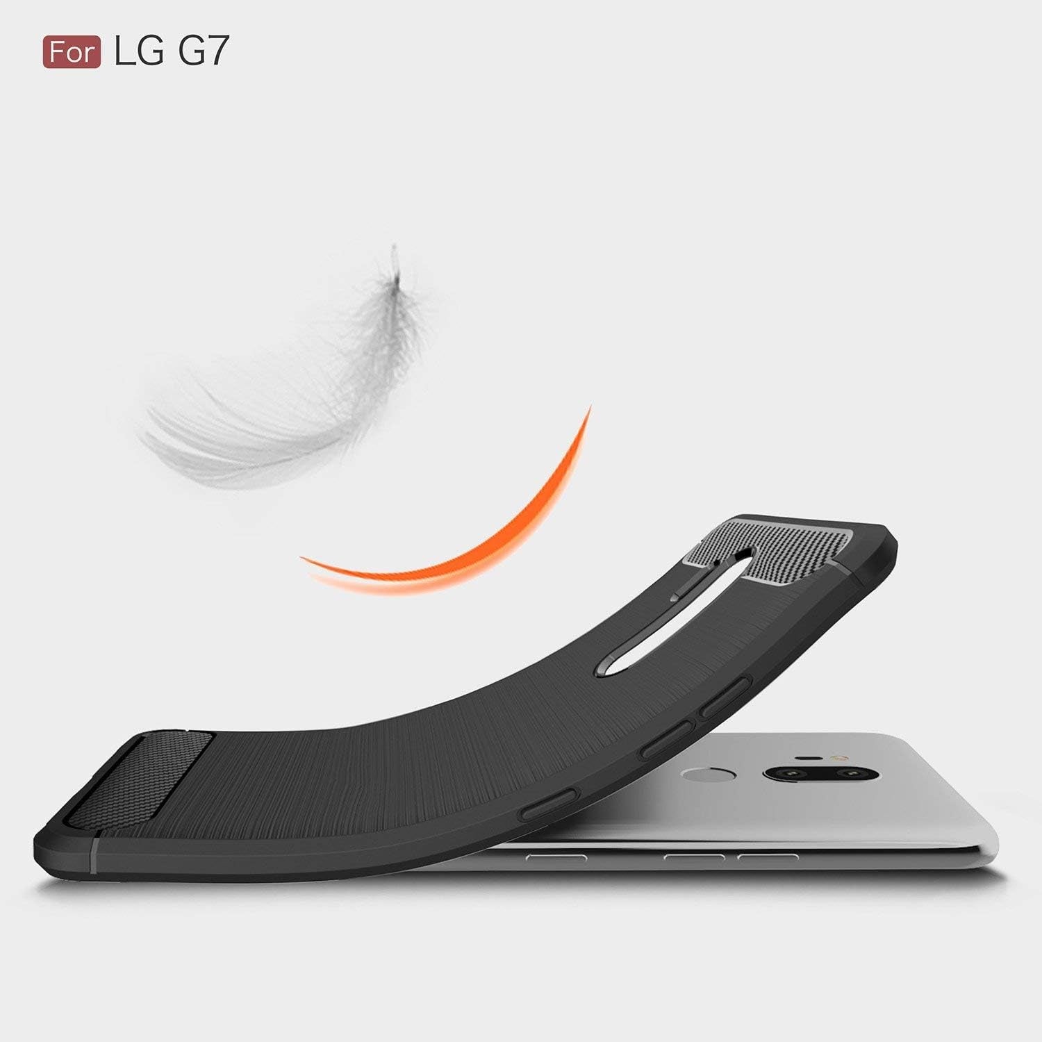 Vultic [Carbon Fiber] Case for LG G7 Thinq, Durable [Shock Absorption] Slim TPU Matte Lightweight Bumper Cover (Grey)  Vultic   
