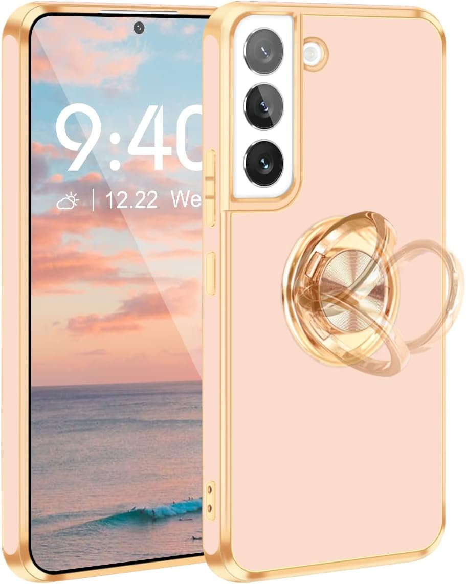 Fingic Samsung Galaxy S22 Case, Galaxy S22 Case with 360° Ring Holder Slim Kickstand Magnetic Support Car Mount Women Girls Soft TPU Protective Phone Case for Samsung Galaxy S22 6.1", Purple  Fingic Rose Gold  