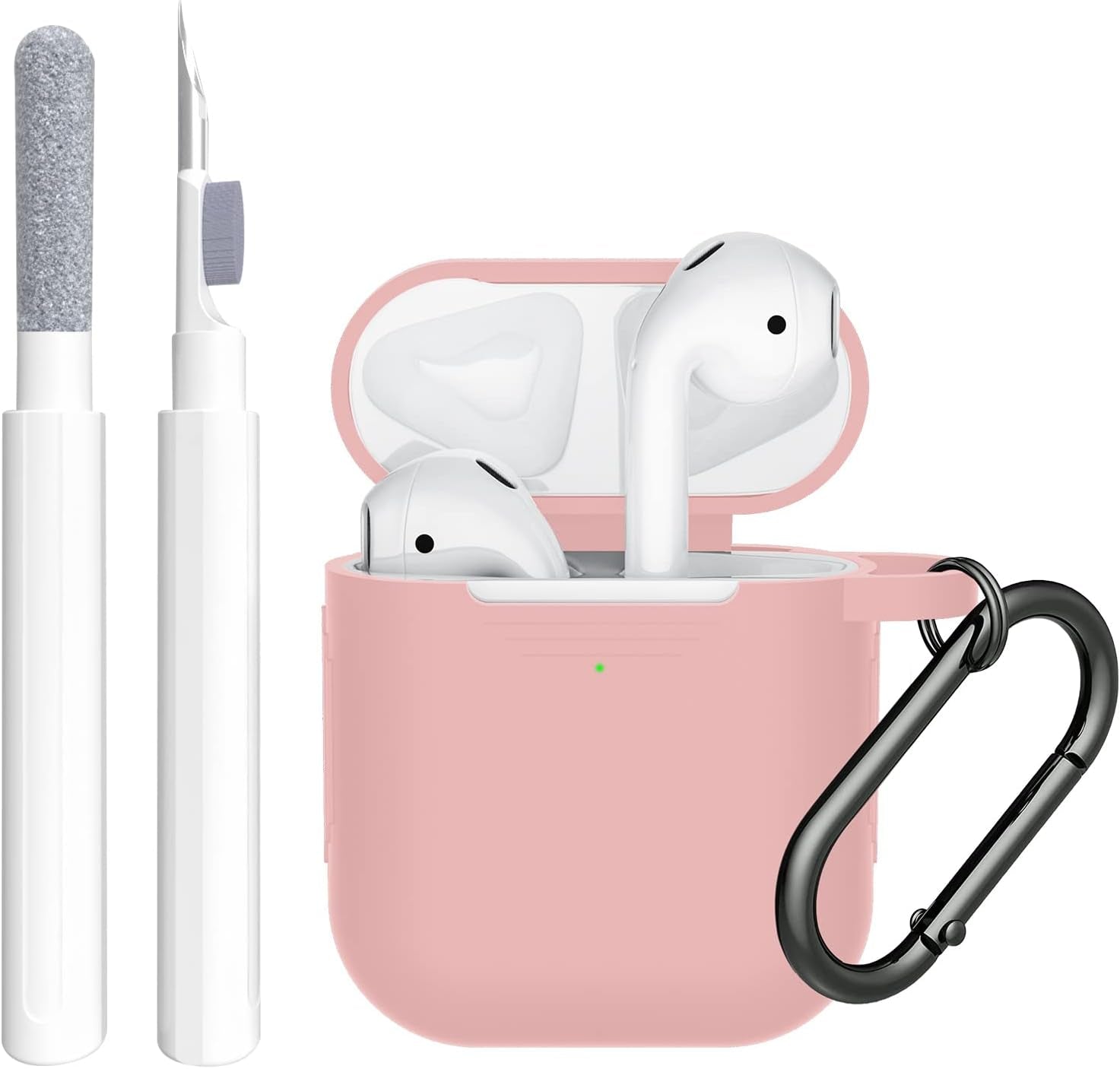 SUPFINE (2 in 1) for Airpod Case Cover, Soft Silicone Protective and Airpod Cleaner Kit Compatible with Airpods 2Nd Generation Charging Case (Bean Pink)  SUPFINE Light Pink  