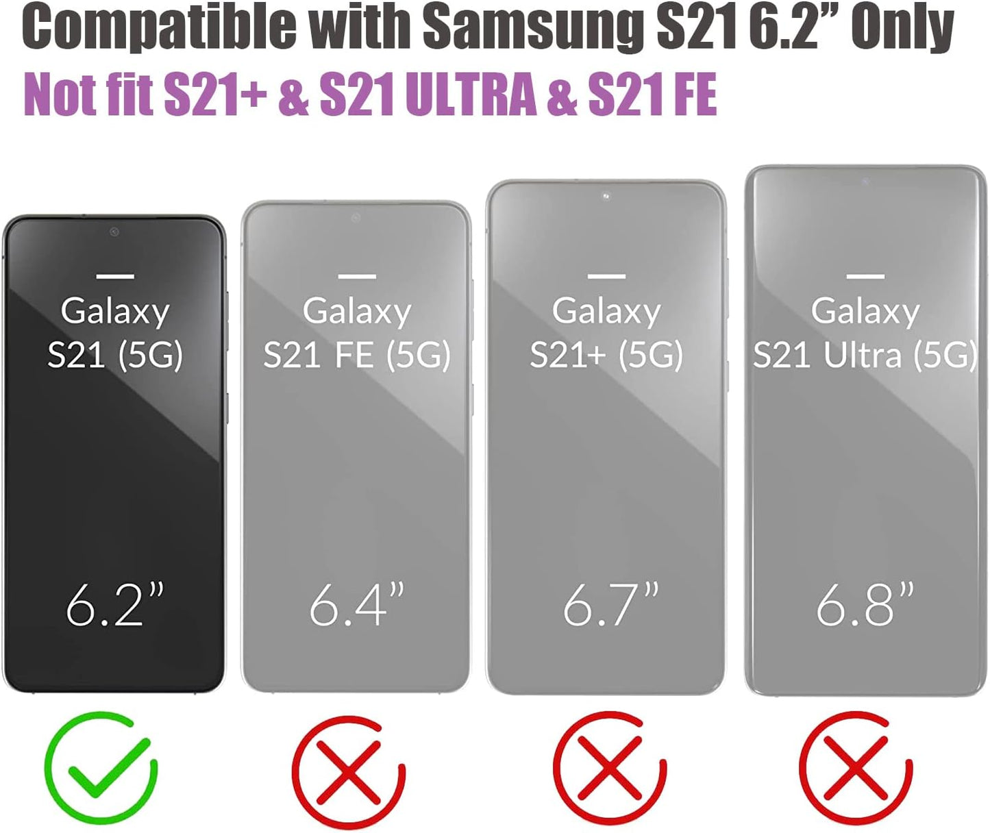 KSELF Galaxy S21 5G Case with Tempered Glass, Shockproof Military-Grade Phone Cover & Ring Kickstand, 6.2" (Pink)  KSELF   