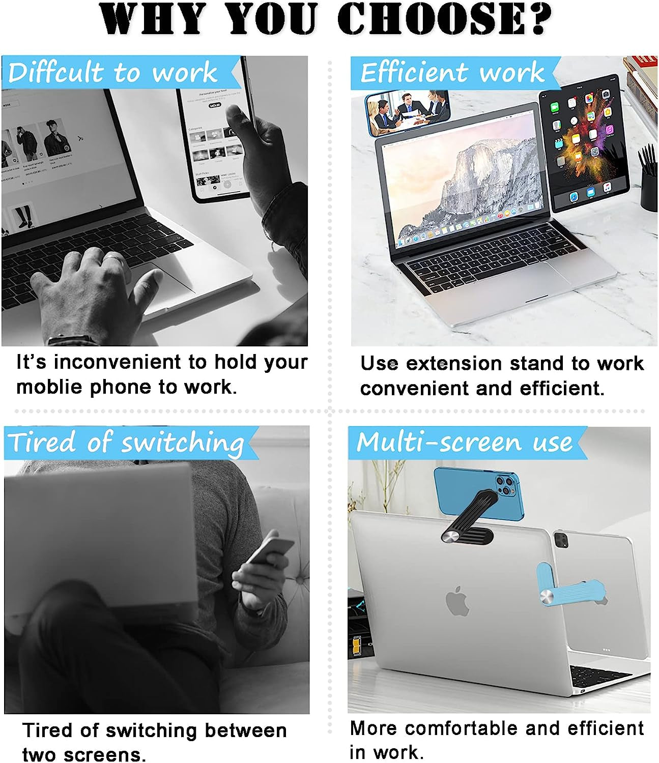 Monring Kitty Paw Laptop Phone Holder,Slim Magnetic Adjustable Cell Phone Stand,Universal Laptop Phone Mount for Monitor Top/Side, Black, 4.7X1.3X0.2 Inch  Monring   