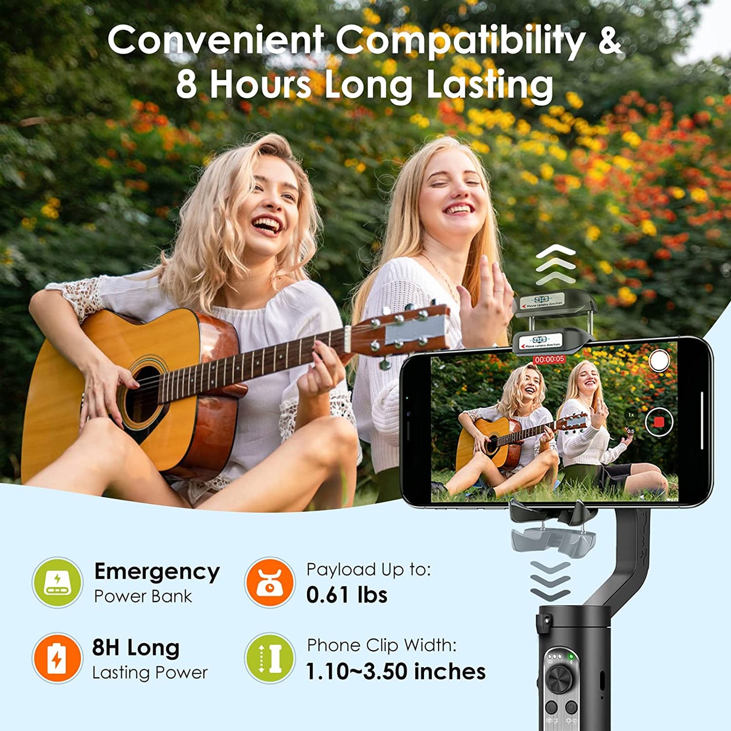 Gimbal Stabilizer for Smartphone, 3-Axis Phone Stabilizer with Tripod, Foldable Phone Gimbal for Android and Iphone 14 PRO MAX, Stabilizer for Video Recording with 600° Auto Rotation - Hohem Isteady X  hohem Technology Co., LTD.   