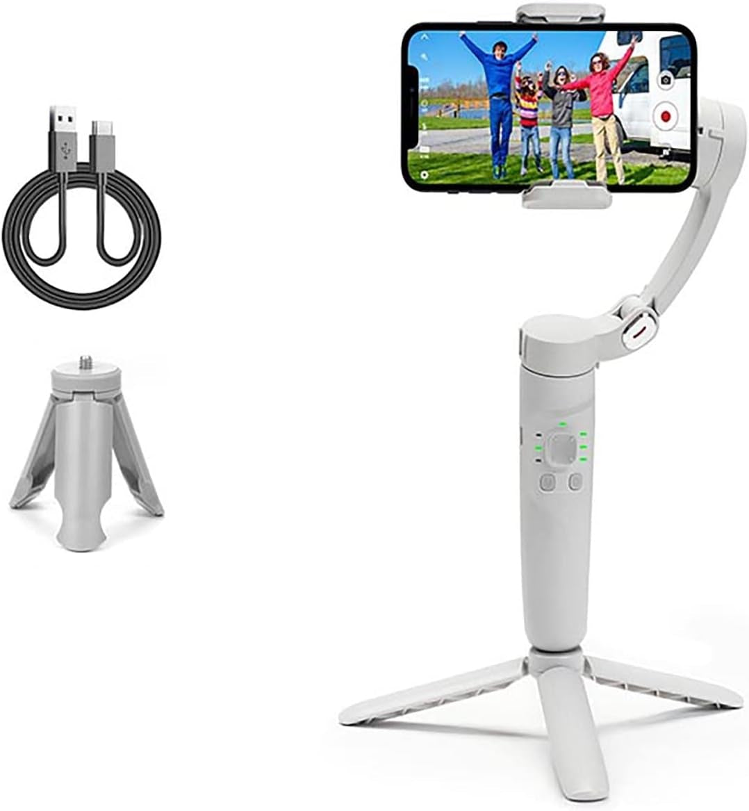 Mobile Gimbal 360 Rotation Stabilizer Handheld Selfie Tripod anti Shake Video, Android and Iphone Gimbal with Shotguides, Vlogging Stabilizer, Youtube Tiktok Video  Generic   