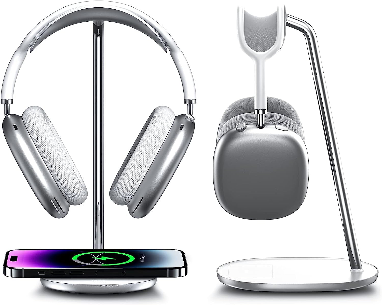 Benks L40 Pro Headphone Stand Headset Holder with Wireless Charger Designed for Airpods Max Stand, Wireless Charging Station Compatible with Iphone, Android Phone and Airpods -White  BENKS   