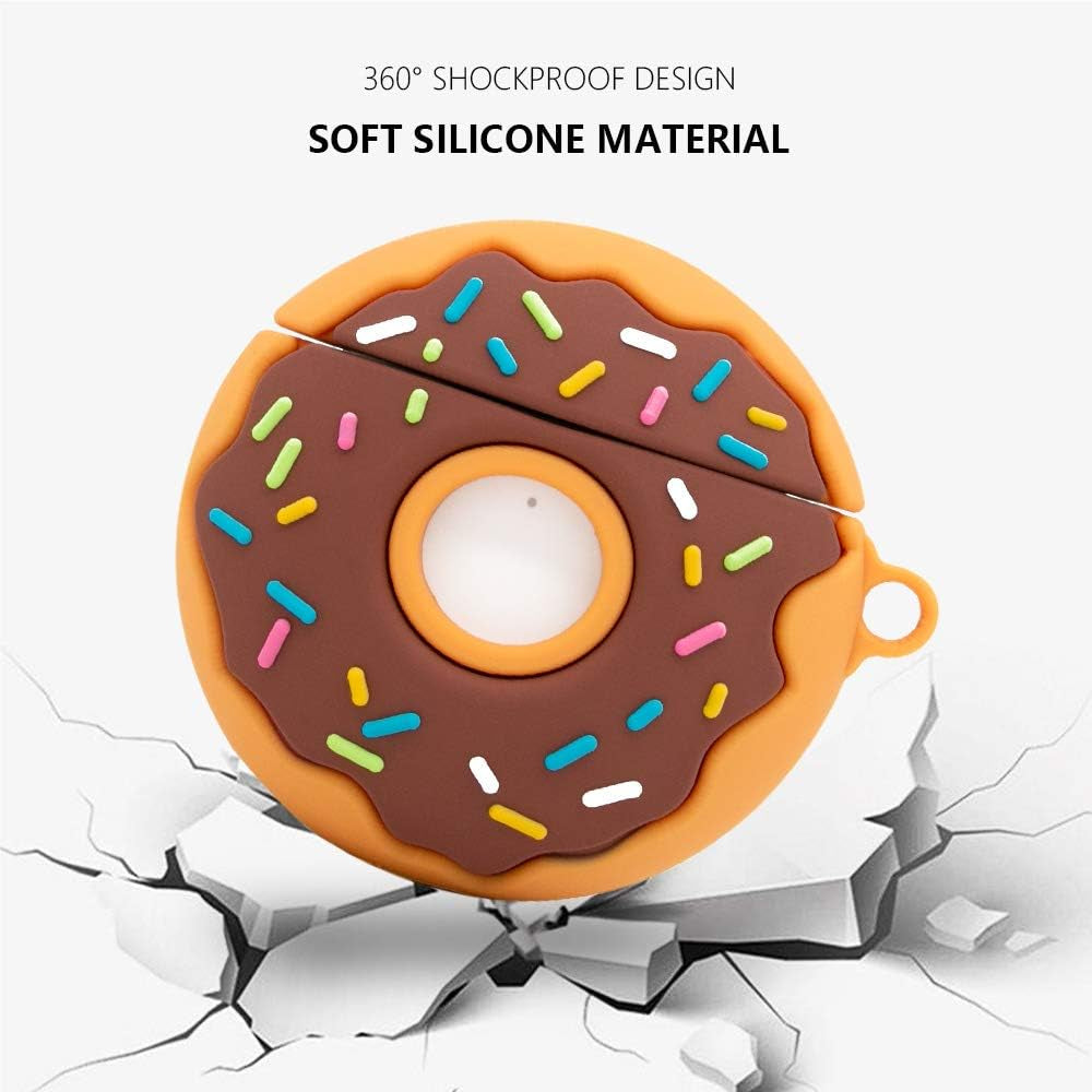 YONOCOSTA Cute Airpods Case, Airpods 2 Case, Doughnut Cool Funny 3D Food Shaped Full Protection Shockproof Soft Silicone Charging Case Cover Skin with Keychain for Airpods 1&2  YONOCOSTA Inc   