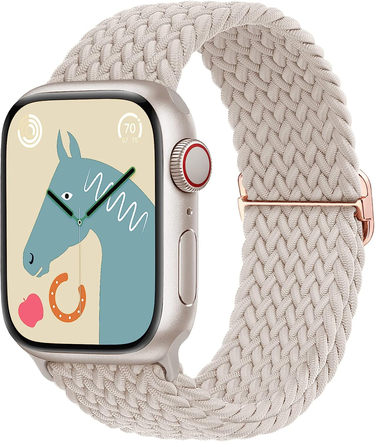 Transjoy Braided Stretchy Adjustable Watch Band for Apple Watch Band 38Mm 40Mm 41Mm 42Mm 44Mm 45Mm for Women Men, Soft Nylon Elastic Straps Solo Loop Wristbands for Iwatch Series 8 7 6 SE 5 4 Ultra  TransJoy Starlight 42MM/44MM/45MM/49MM 