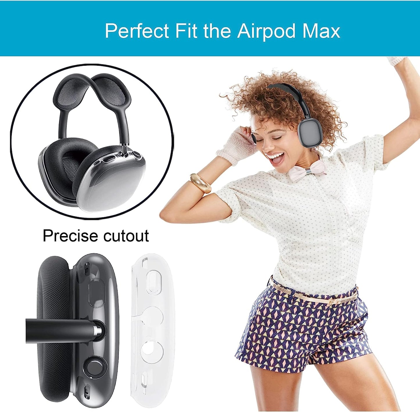 ULITIQ Compatible with Airpods Max Case Cover with Holder under Desk, Soft Case Transparent. Ultra Headphone Protective Cover for Air Pod Max Accessories, Clear (2 Cases+2 Holder)  ULITIQ   