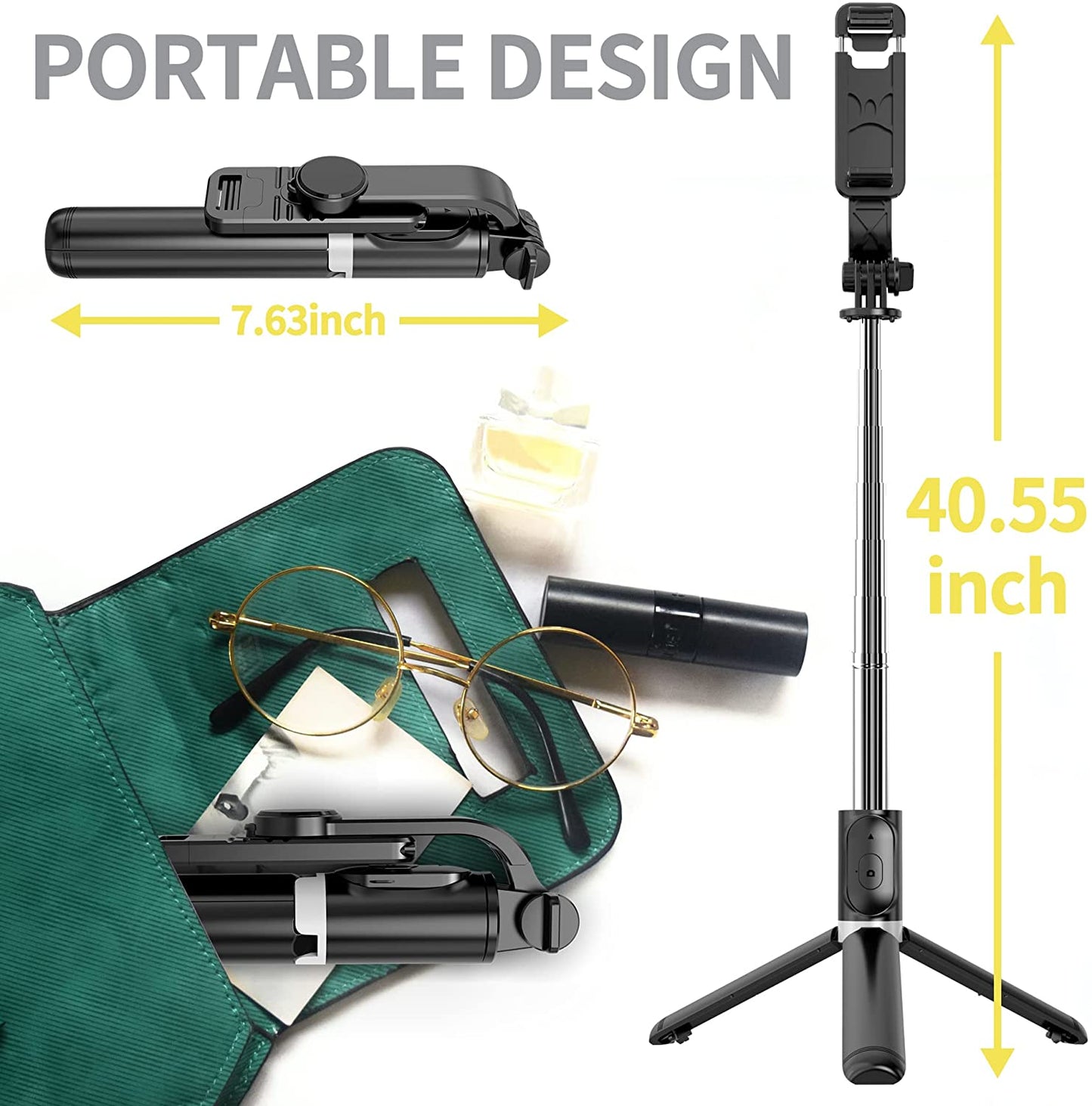 Selfie Stick Tripod, All in One Extendable & Portable Iphone Tripod Selfie Stick with Wireless Remote Compatible with Iphone 14 13 12 11 Pro Xs Max Xr X 8 7, Galaxy Note10/S20/S10/Oneplus 9/9 PRO Etc  LDP   