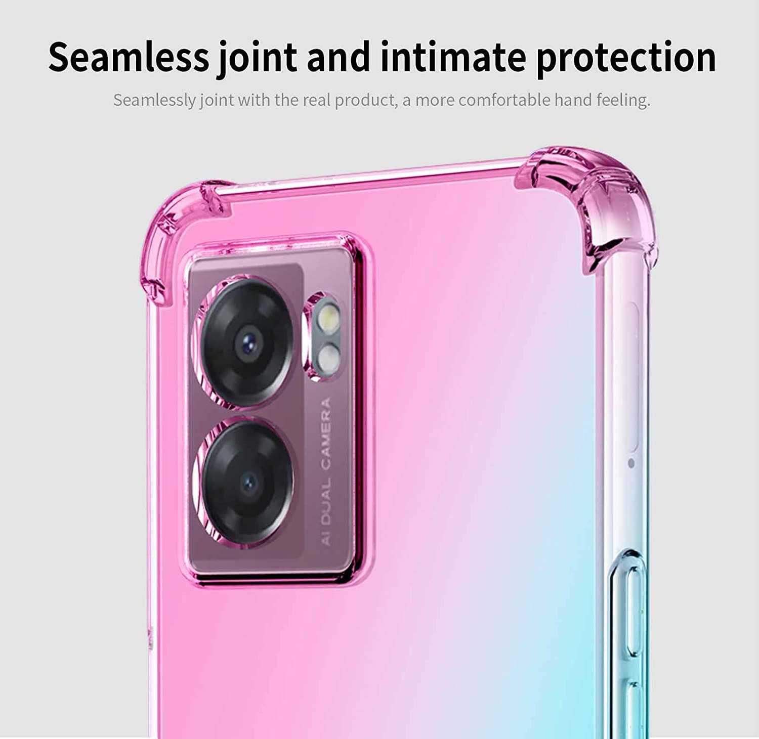 Lmposla for Oneplus Nord N300 5G Case,1+ Nord N300 5G Case, for Girls Women Shockproof Slim Ultra-Thin Flexible TPU Soft Rubber Silicone Airbag Case Cover for Oneplus Nord N300 5G (Pink/Teal)  Lmposla   