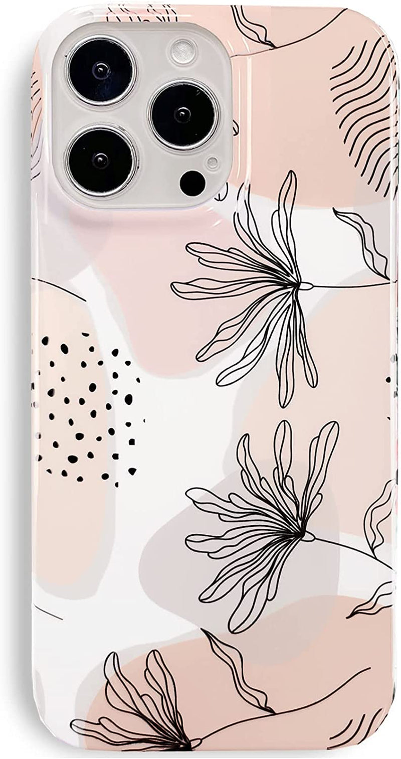 J.West Compatible with Iphone 14 Pro Max Case Soft Shockproof Cute Floral Phone Protective Cover for Women, Garden Flower Pattern Design Slim Fit Anti-Scratch 6.7" Phone Case for Girl  J.west Leaves  